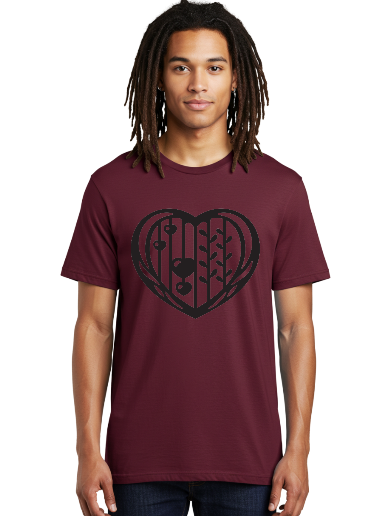 Mobile-Cage-Heart Men'S Graphic Tee, 100% Cotton, Comfortable Casual Summer Wear, Machine Washable, Heart-Shaped Cage, Bird Trapped, Love Symbol, Restricted Freedom, Emotional Confinement, Symbol Of Love, Heart, Birdcage Aab295