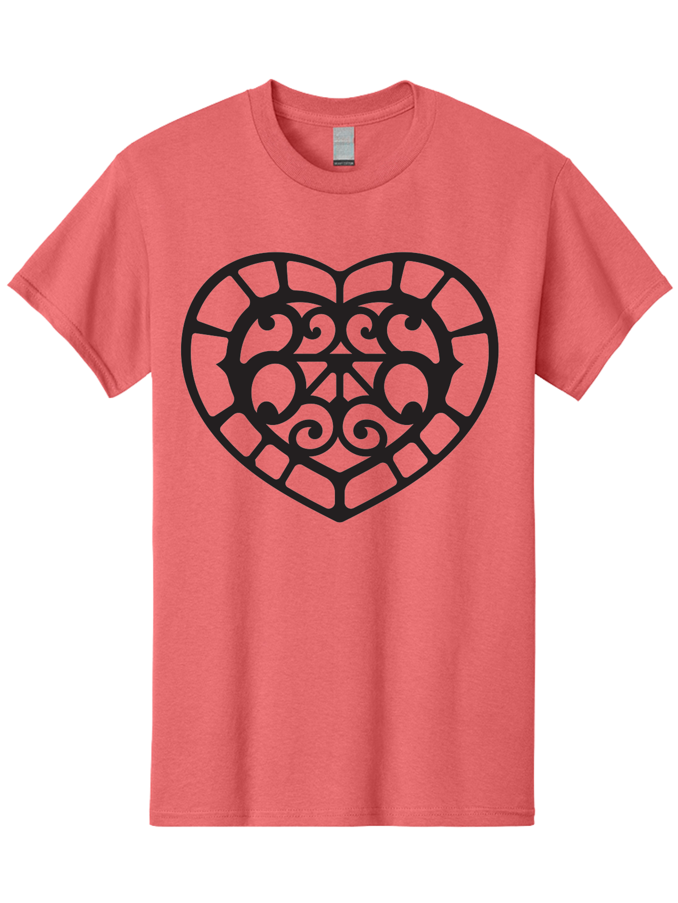 Tricolor-Heart Men'S Graphic Tee, 100% Cotton, Comfortable Casual Summer Wear, Machine Washable, Stained Glass Heart, Decorative Heart, Intricate Design, Swirling Patterns, Heart Shape, Love Symbol, Ornate Details, Glass Art, Heart Icon Aab301
