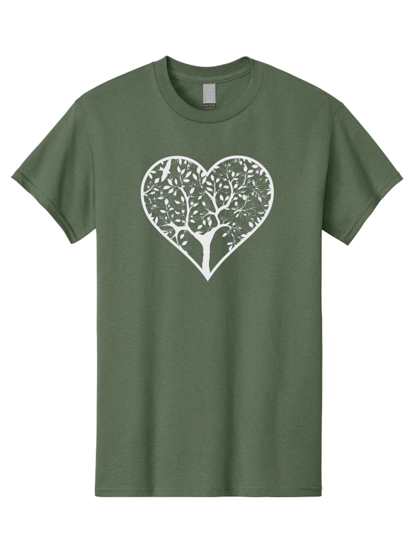 Tree-In-Heart Men'S Graphic Tee, 100% Cotton, Comfortable Casual Summer Wear, Machine Washable, Heart Shaped Tree, Leafy Branches, Symbolic Illustration, Minimalist Design, Love And Nature, Eco Friendly Art, Tree Of Life, Heart Outline Aab305
