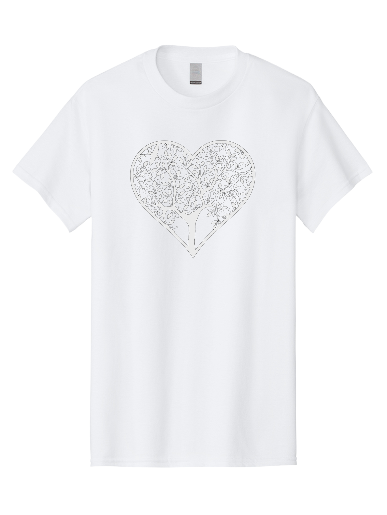 Tree-In-Heart Men'S Graphic Tee, 100% Cotton, Comfortable Casual Summer Wear, Machine Washable, Heart Shaped Tree, Leafy Branches, Symbolic Illustration, Minimalist Design, Love And Nature, Eco Friendly Art, Tree Of Life, Heart Outline Aab305