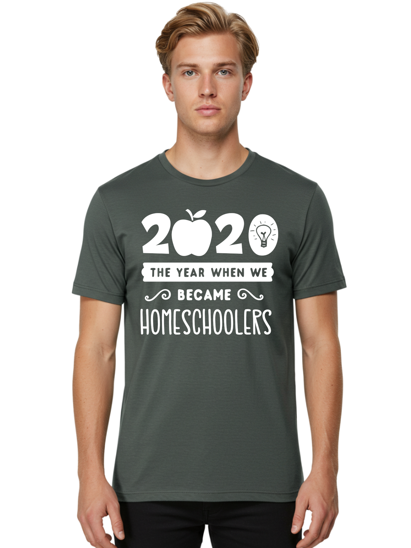 2020-The-Year-When-We-Became-Homeschoolers-1 Men'S Graphic Tee, 100% Cotton, Comfortable Casual Summer Wear, Machine Washable, Homeschooling, Online Learning, Covid-19, 2020, Education, Homeschoolers, Alternative Schooling, Home Education, Aab309