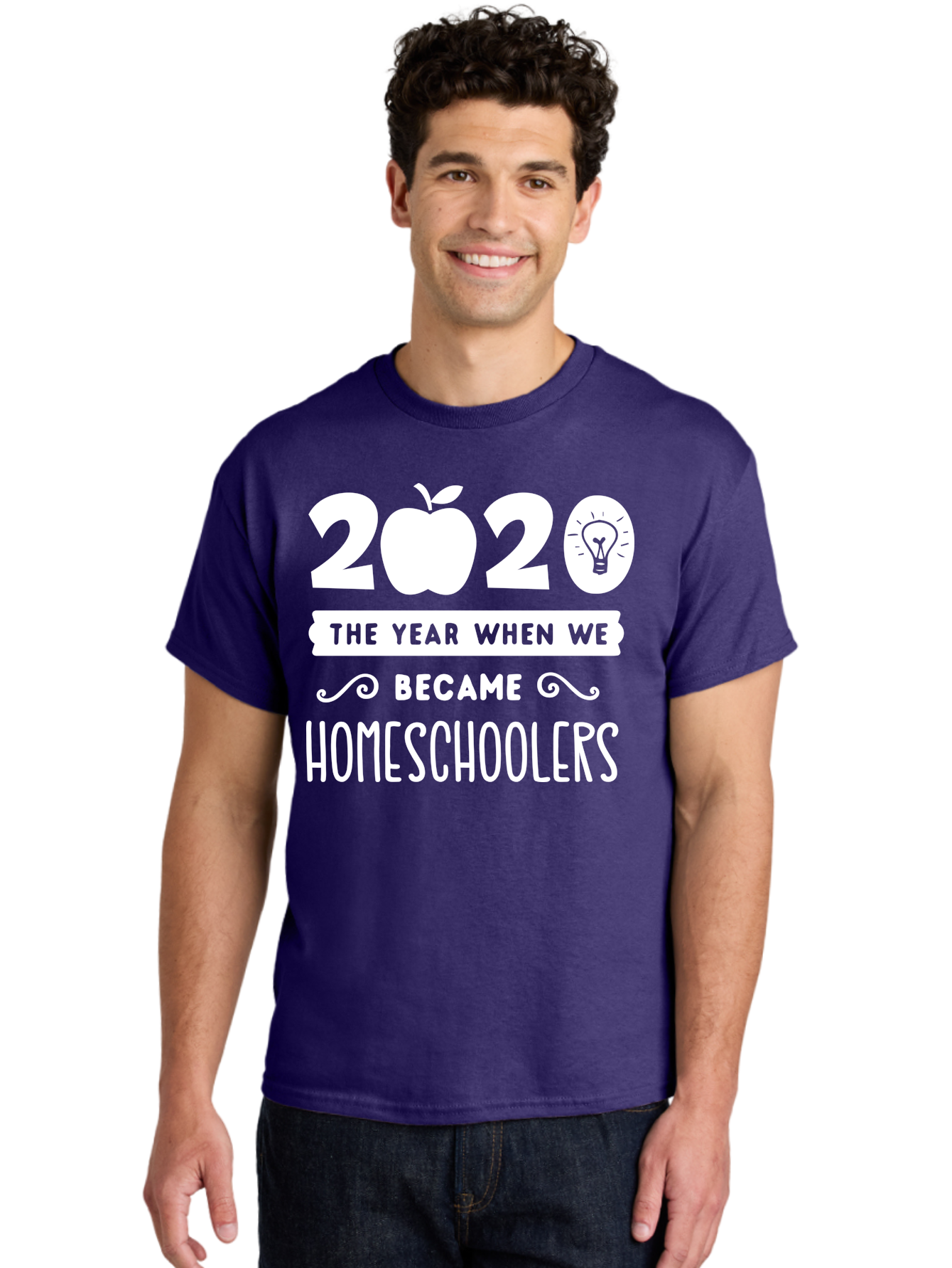 2020-The-Year-When-We-Became-Homeschoolers-1 Men'S Graphic Tee, 100% Cotton, Comfortable Casual Summer Wear, Machine Washable, Homeschooling, Online Learning, Covid-19, 2020, Education, Homeschoolers, Alternative Schooling, Home Education, Aab309