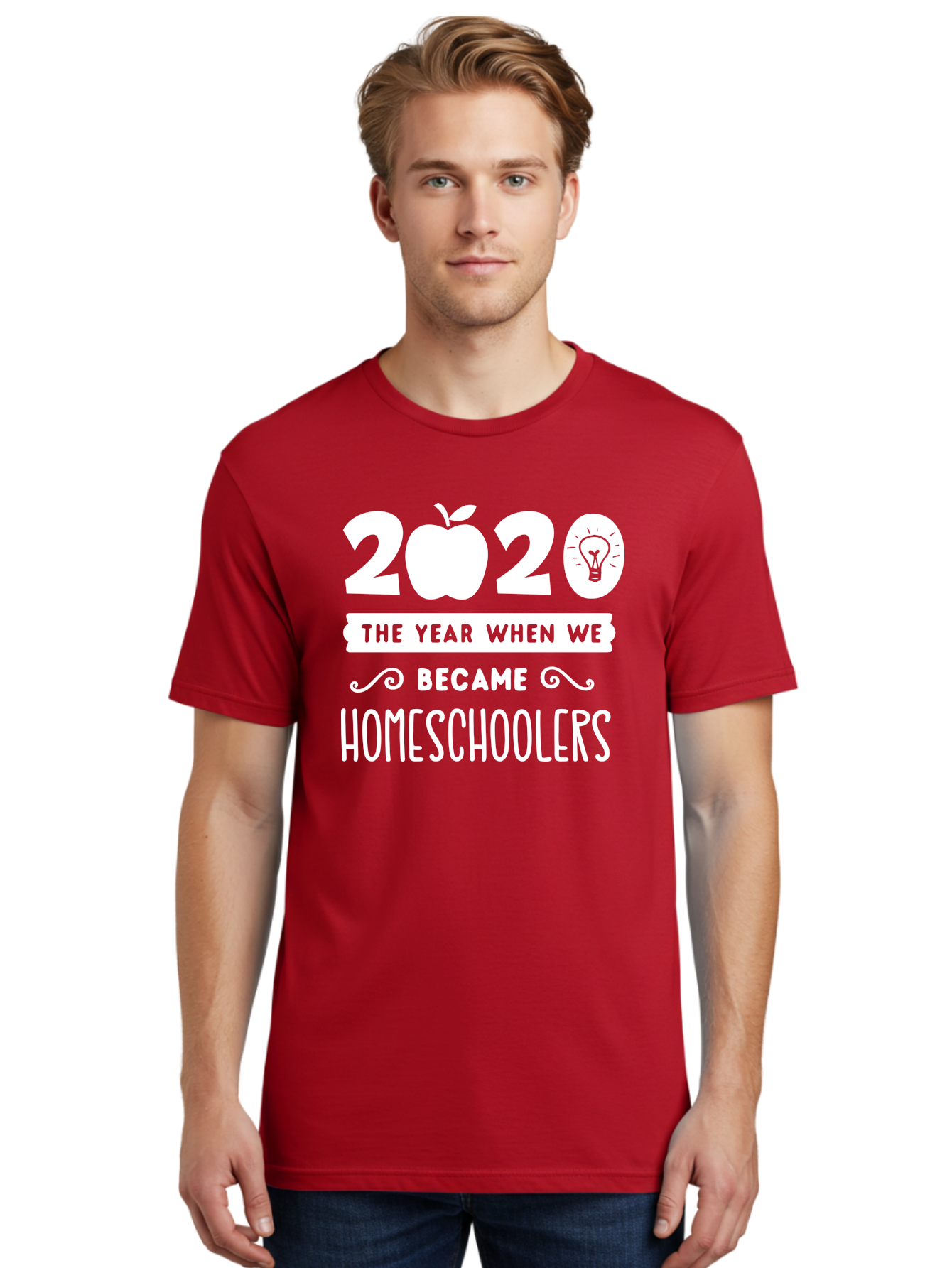 2020-The-Year-When-We-Became-Homeschoolers-1 Men'S Graphic Tee, 100% Cotton, Comfortable Casual Summer Wear, Machine Washable, Homeschooling, Online Learning, Covid-19, 2020, Education, Homeschoolers, Alternative Schooling, Home Education, Aab309