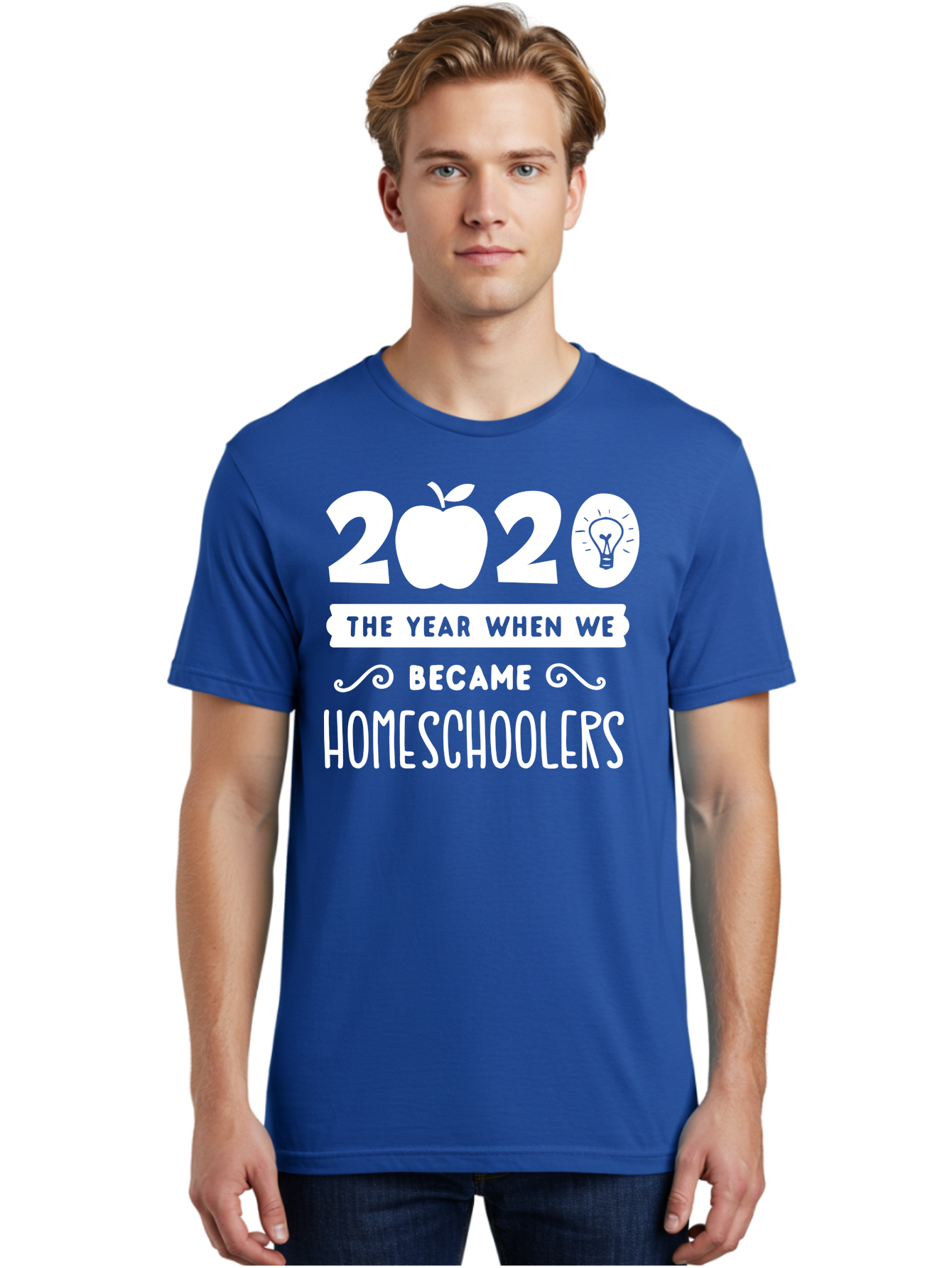 2020-The-Year-When-We-Became-Homeschoolers-1 Men'S Graphic Tee, 100% Cotton, Comfortable Casual Summer Wear, Machine Washable, Homeschooling, Online Learning, Covid-19, 2020, Education, Homeschoolers, Alternative Schooling, Home Education, Aab309