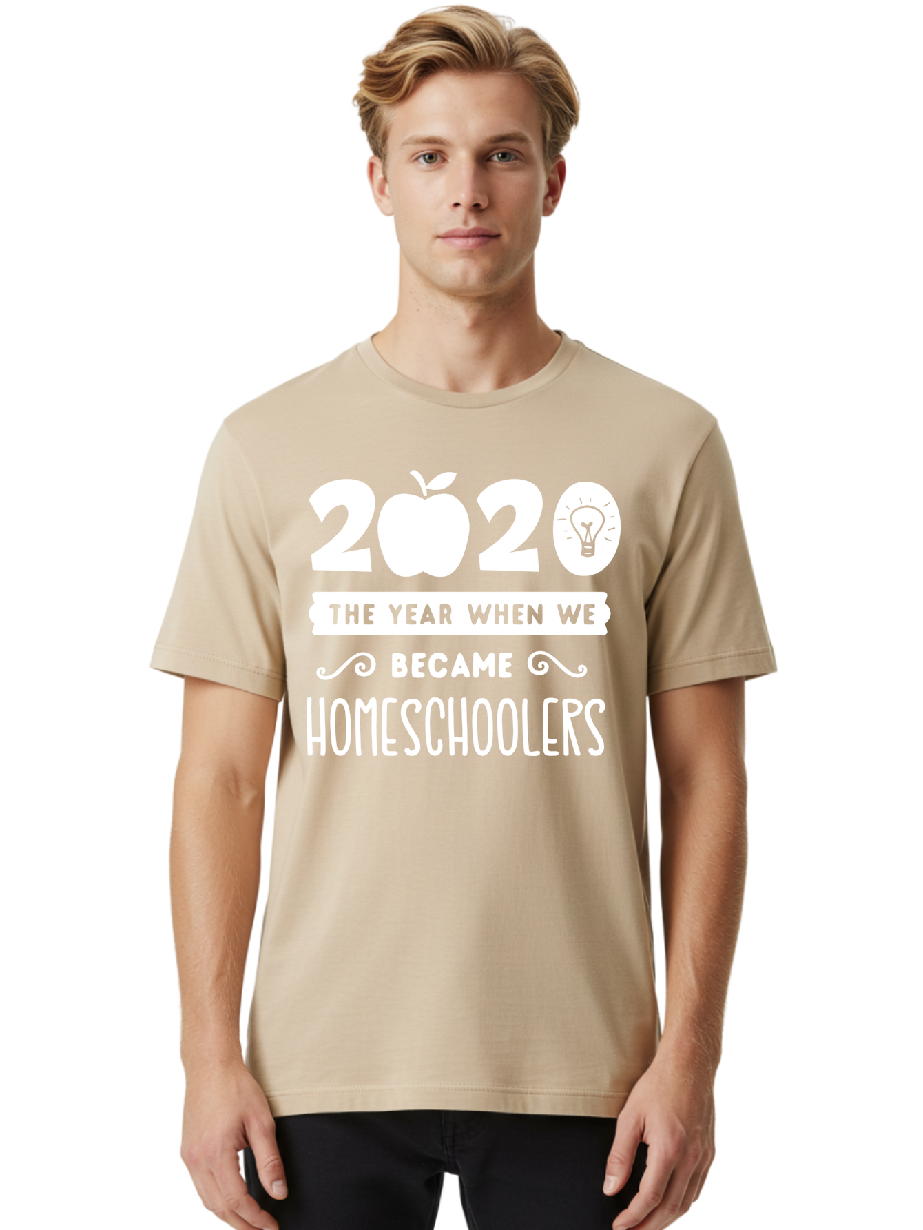 2020-The-Year-When-We-Became-Homeschoolers-1 Men'S Graphic Tee, 100% Cotton, Comfortable Casual Summer Wear, Machine Washable, Homeschooling, Online Learning, Covid-19, 2020, Education, Homeschoolers, Alternative Schooling, Home Education, Aab309
