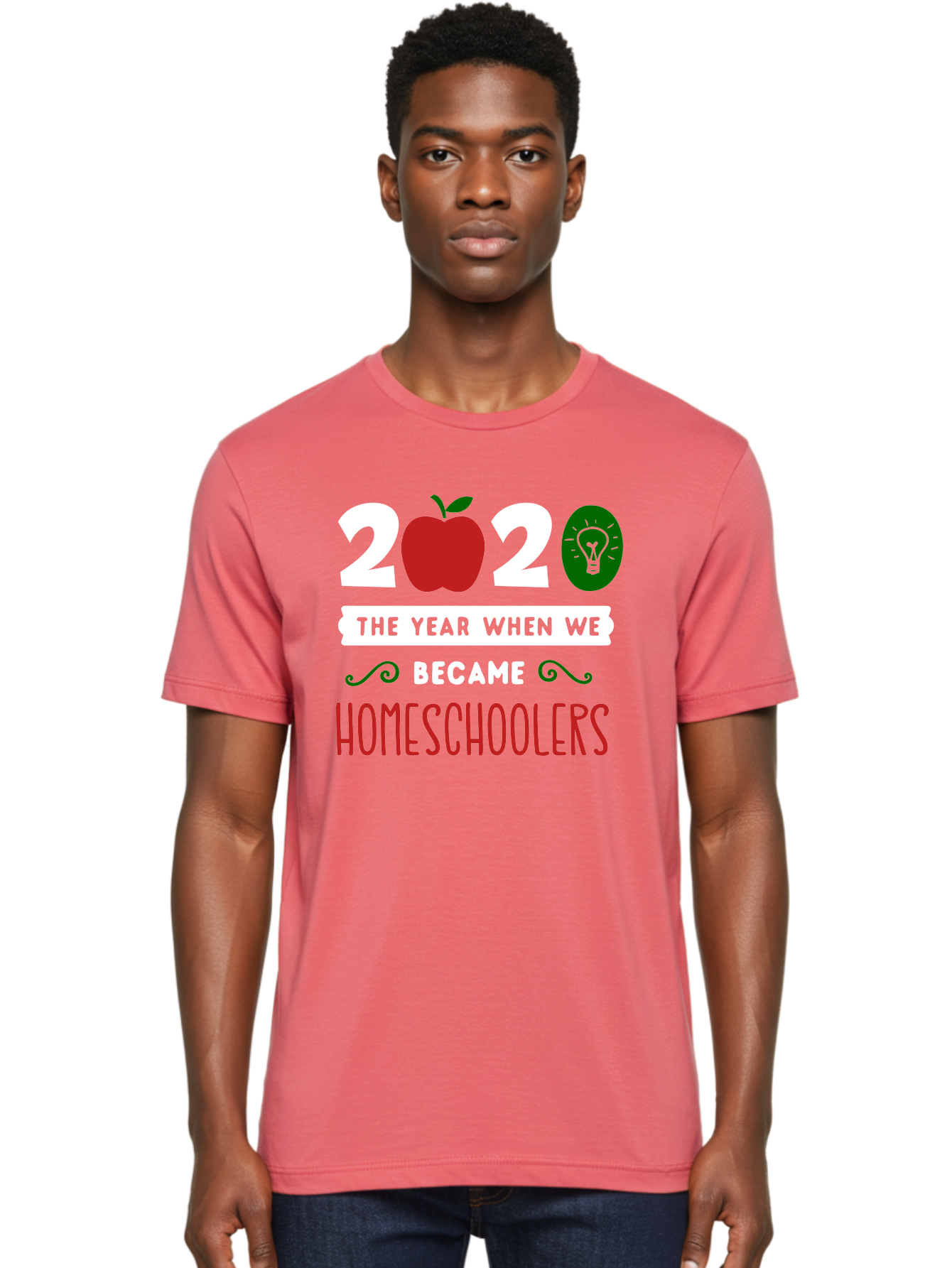 2020-The-Year-When-We-Became-Homeschoolers-2 Men'S Graphic Tee, 100% Cotton, Comfortable Casual Summer Wear, Machine Washable, Homeschooling, 2020, Year Of Change, Education, Learning At Home, Homeschoolers, New Normal, Covid-19 Impact, Aab310