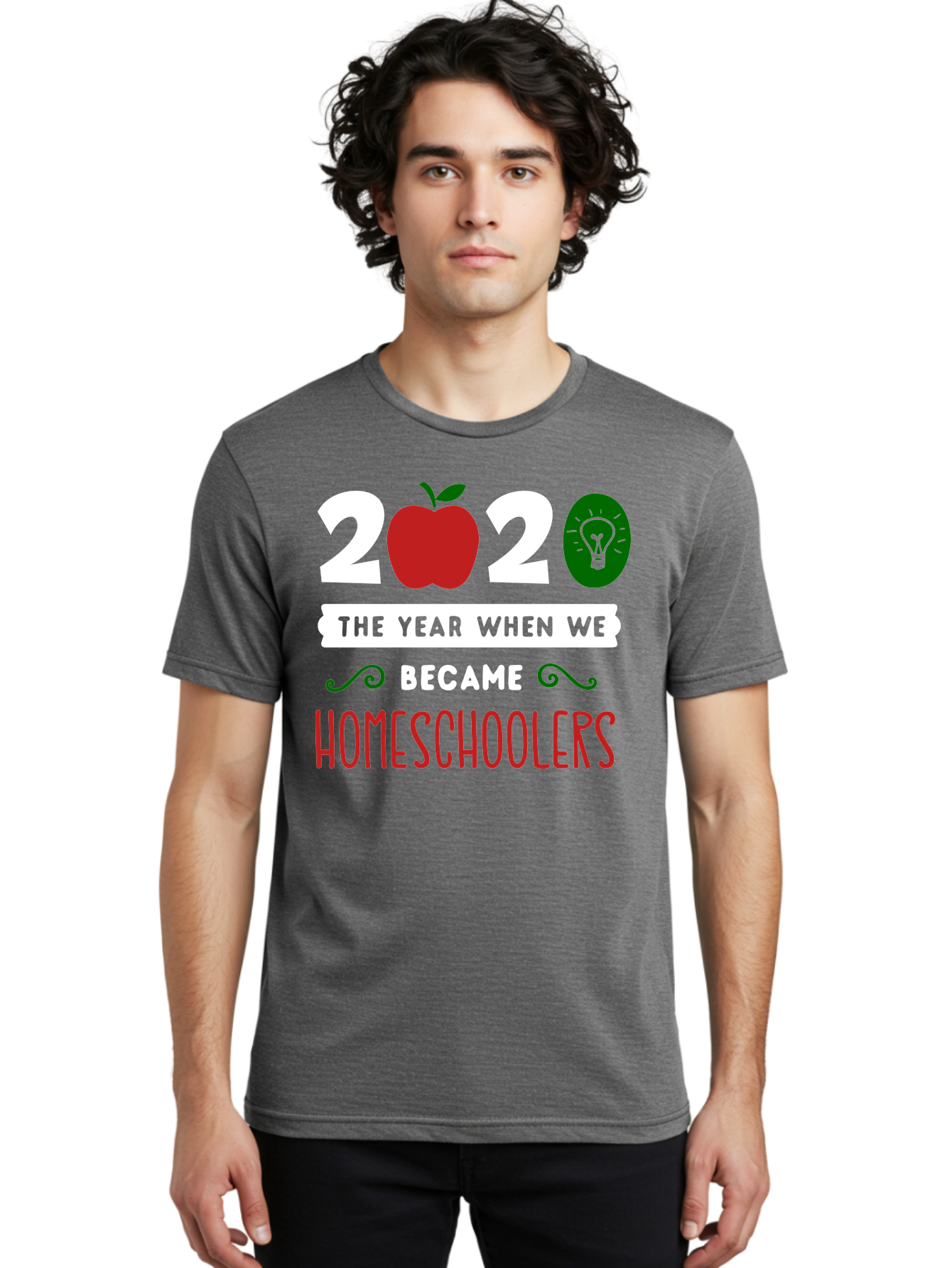 2020-The-Year-When-We-Became-Homeschoolers-2 Men'S Graphic Tee, 100% Cotton, Comfortable Casual Summer Wear, Machine Washable, Homeschooling, 2020, Year Of Change, Education, Learning At Home, Homeschoolers, New Normal, Covid-19 Impact, Aab310