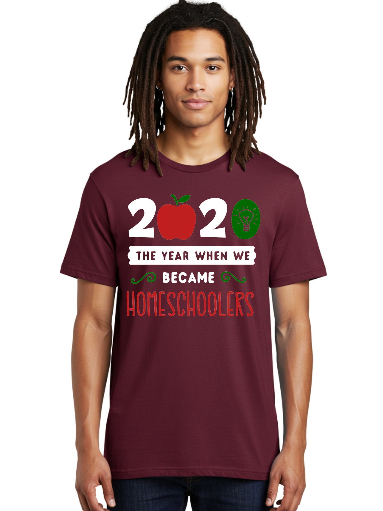 2020-The-Year-When-We-Became-Homeschoolers-2 Men'S Graphic Tee, 100% Cotton, Comfortable Casual Summer Wear, Machine Washable, Homeschooling, 2020, Year Of Change, Education, Learning At Home, Homeschoolers, New Normal, Covid-19 Impact, Aab310