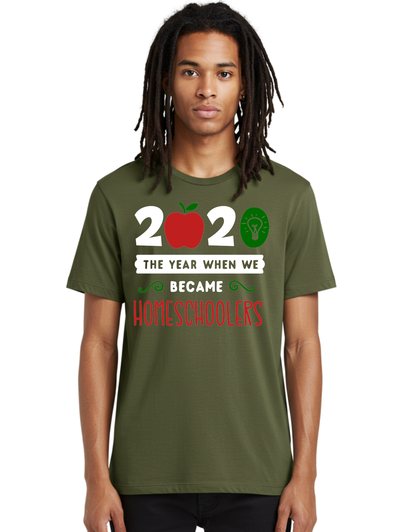 2020-The-Year-When-We-Became-Homeschoolers-2 Men'S Graphic Tee, 100% Cotton, Comfortable Casual Summer Wear, Machine Washable, Homeschooling, 2020, Year Of Change, Education, Learning At Home, Homeschoolers, New Normal, Covid-19 Impact, Aab310