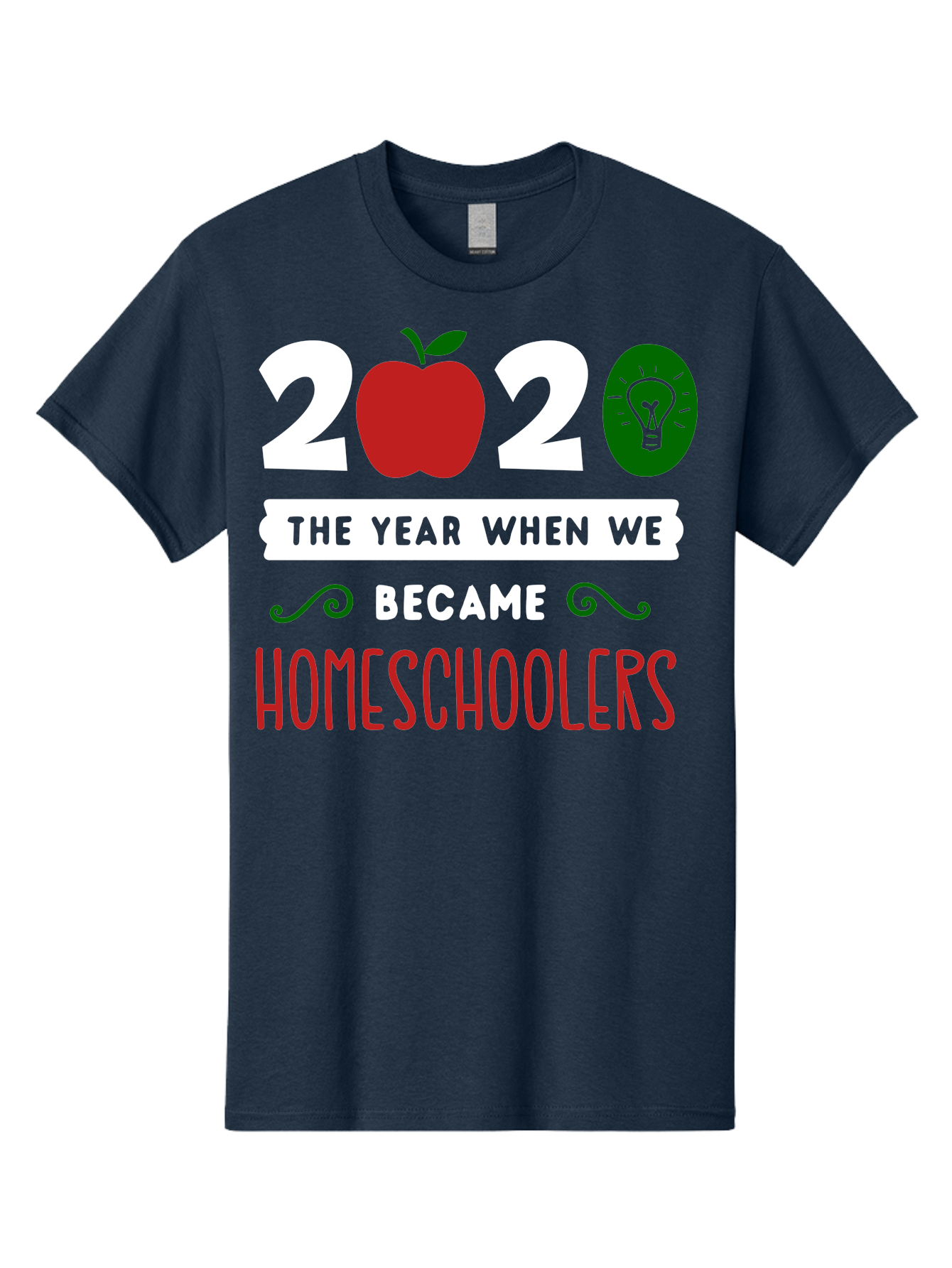 2020-The-Year-When-We-Became-Homeschoolers-2 Men'S Graphic Tee, 100% Cotton, Comfortable Casual Summer Wear, Machine Washable, Homeschooling, 2020, Year Of Change, Education, Learning At Home, Homeschoolers, New Normal, Covid-19 Impact, Aab310