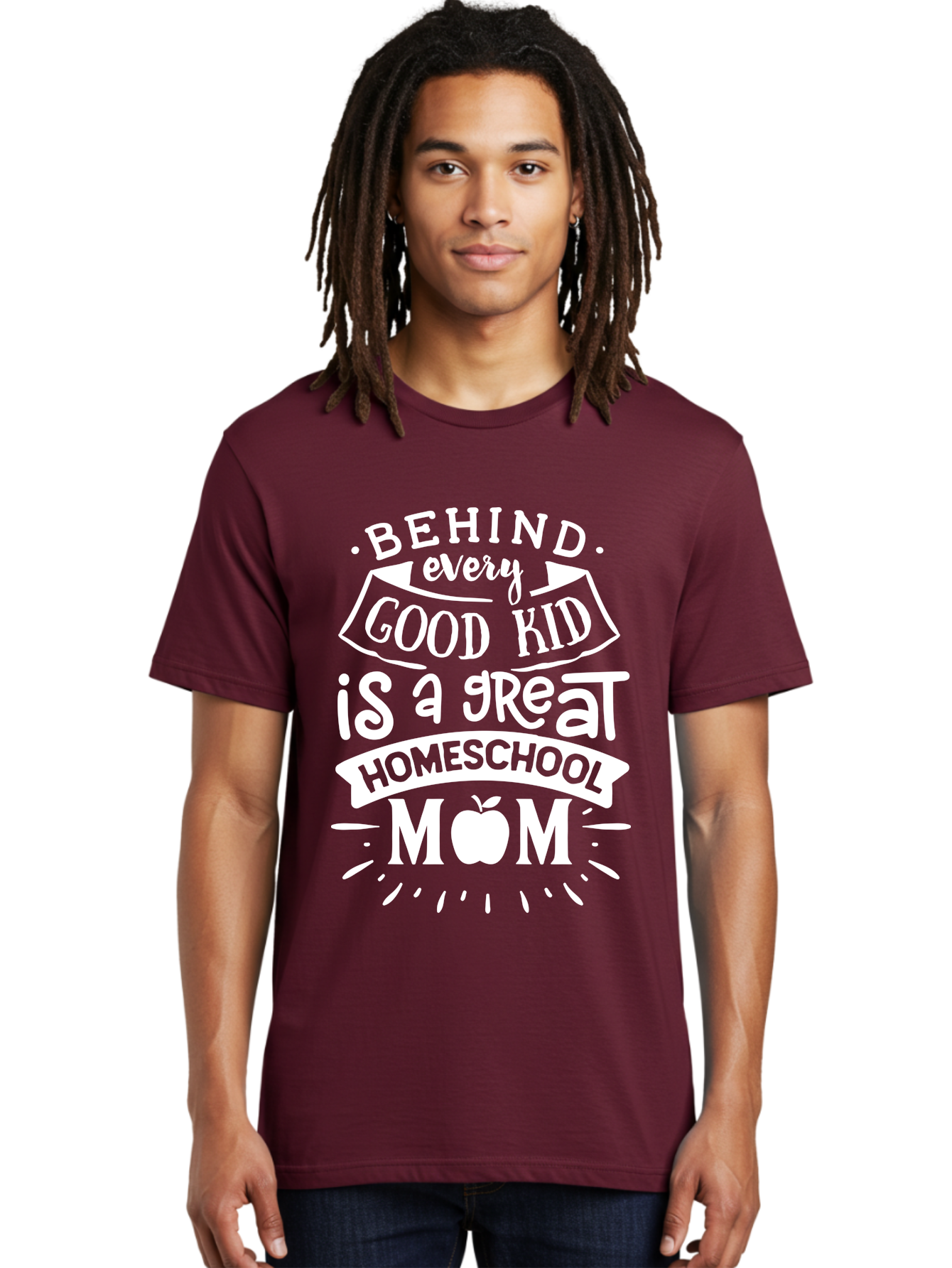 Behind-Every-Good-Kid-1 Men'S Graphic Tee, 100% Cotton, Comfortable Casual Summer Wear, Machine Washable, Homeschool Mom Appreciation, Proud Parent, Education Support, Homeschooling Journey, Dedicated Mother, Behind Every Good Kid Aab313