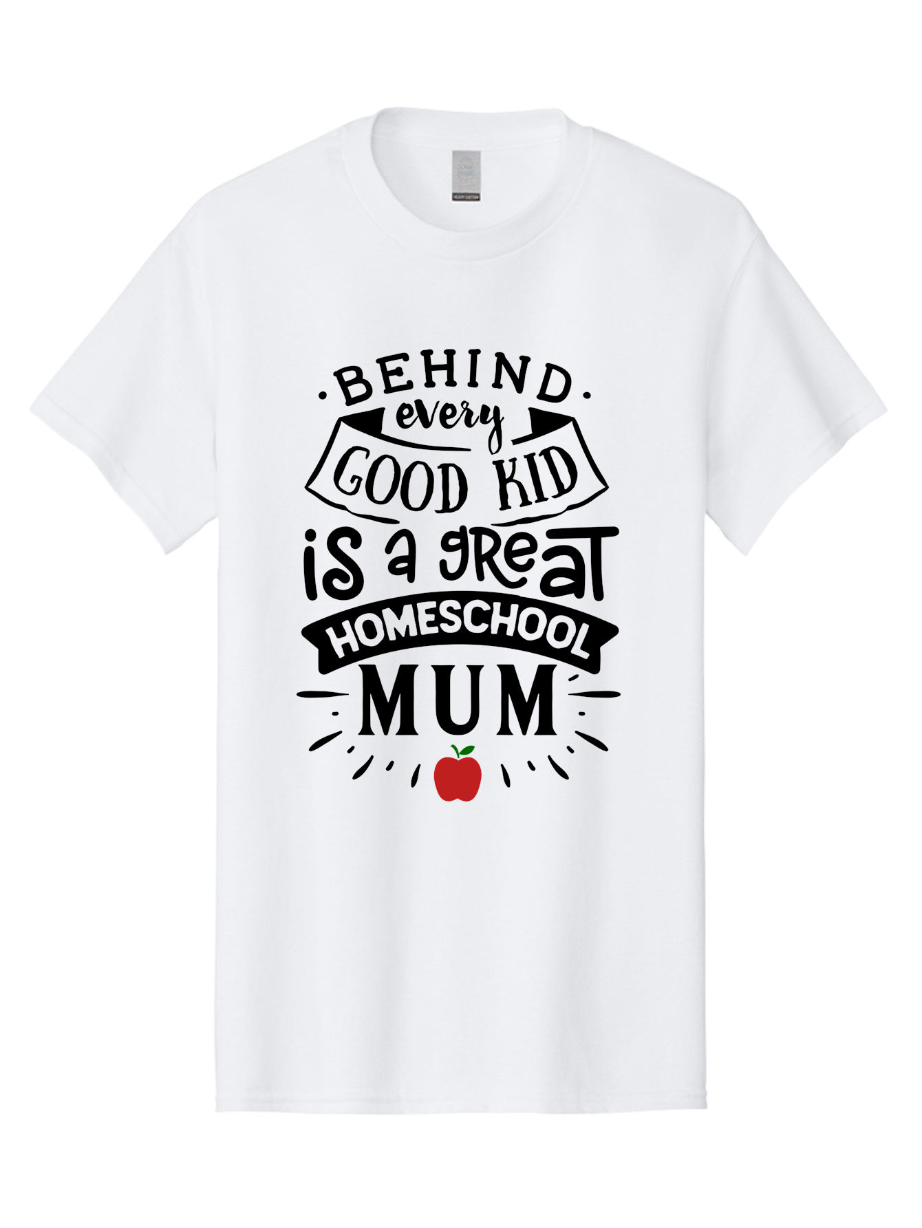 Behind-Every-Good-Kid-3 Men'S Graphic Tee, 100% Cotton, Comfortable Casual Summer Wear, Machine Washable, Homeschool Mum Appreciation, Proud Homeschool Parent, Supportive Mother, Homeschooling Journey, Behind Every Good Kid, Aab315