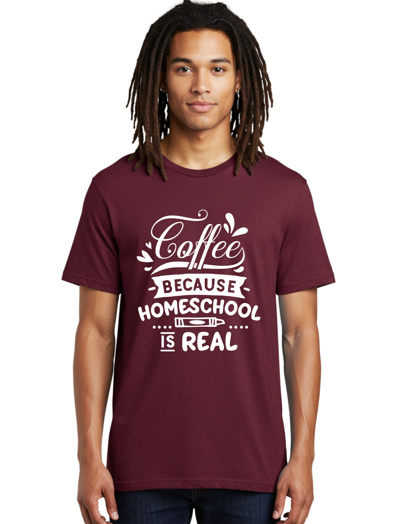 Coffee-Because-Homeschool-Is-Real-1 Men'S Graphic Tee, 100% Cotton, Comfortable Casual Summer Wear, Machine Washable, Homeschooling, Coffee Humor, Parenting Joke, Educational Quote, Teacher Humor, Coffee Lover, Homeschool Mom, Funny Saying Aab324