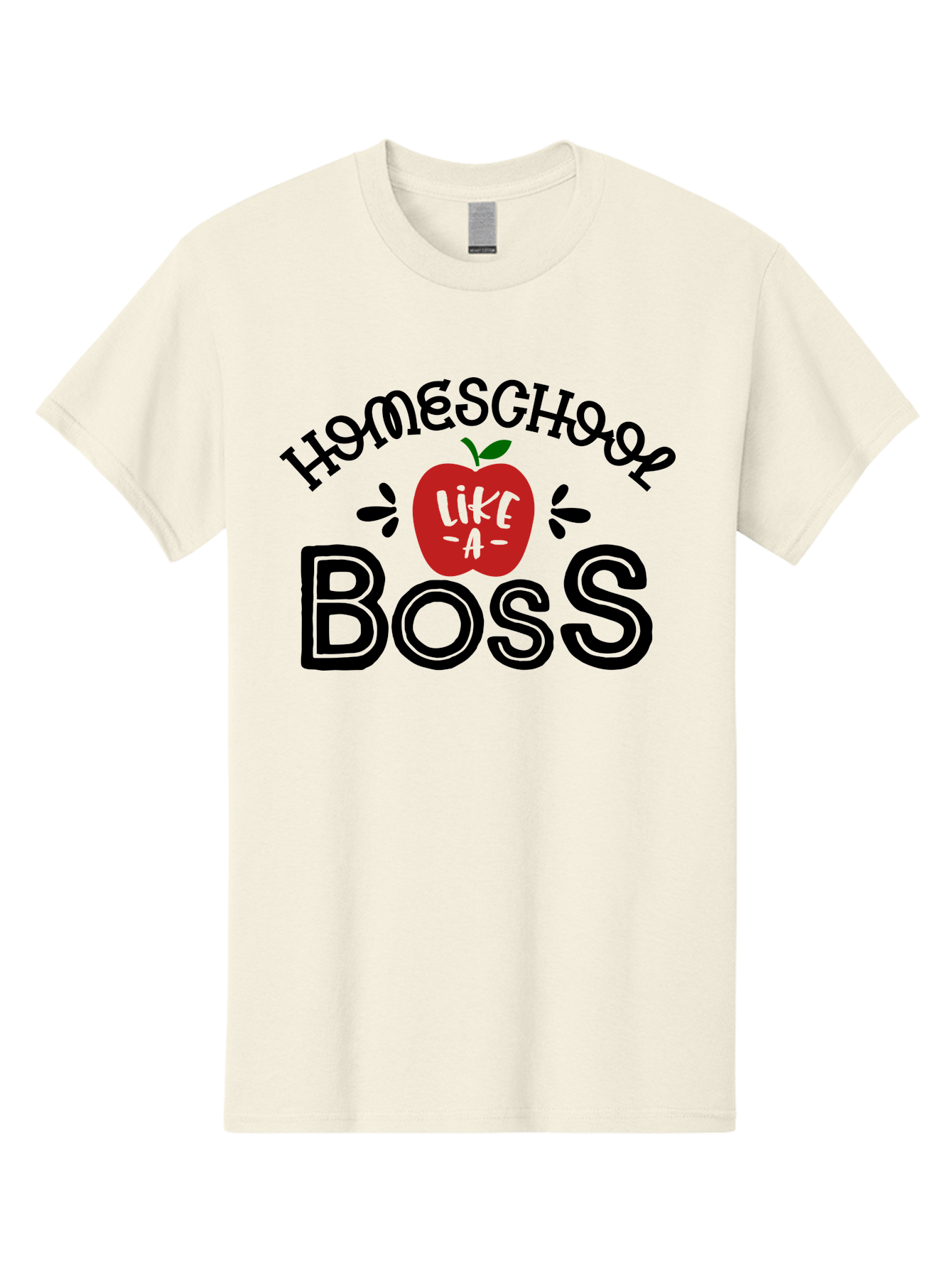 Homeschool-Boss Men'S Graphic Tee, 100% Cotton, Comfortable Casual Summer Wear, Machine Washable, Homeschooling, Homeschool Teacher, Educational Design, Apple Graphic, Motivational Quote, Learning Is Fun, Inspirational Saying, Red Apple Icon, Aab333