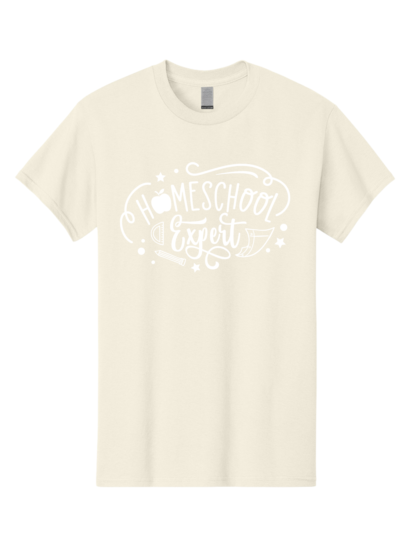Homeschool-Expert-1 Men'S Graphic Tee, 100% Cotton, Comfortable Casual Summer Wear, Machine Washable, Homeschooling, Education, Learning, Teaching, Expert, School Supplies, Pencil, Apple, Megaphone, Homeschool Expert Aab336