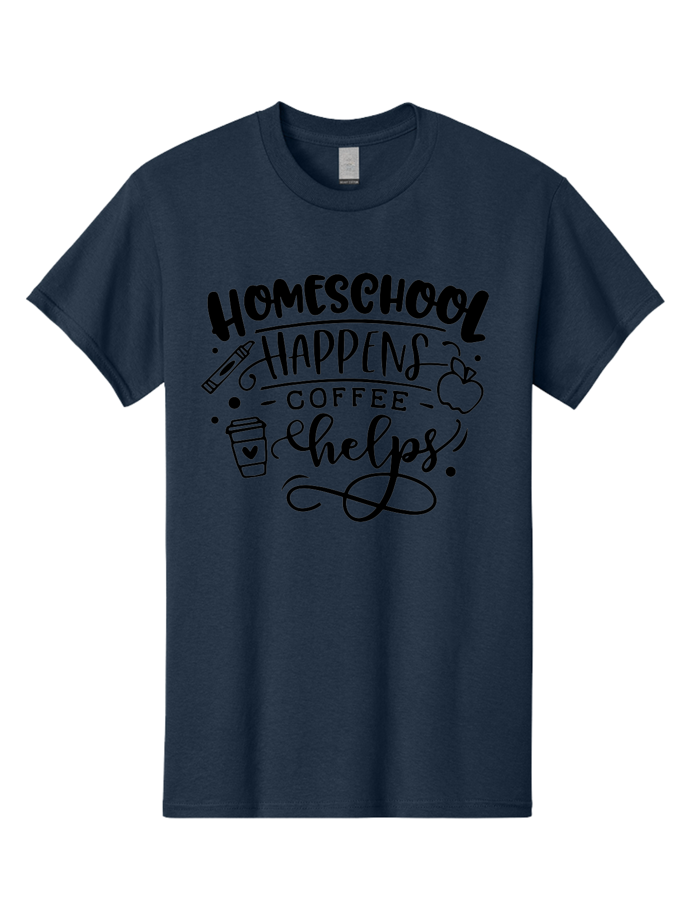 Homeschool-Happens-Coffee-Helps-1 Men'S Graphic Tee, 100% Cotton, Comfortable Casual Summer Wear, Machine Washable, Homeschooling, Coffee Culture, Educational Quotes, Inspirational Sayings, Homeschool Parents, Coffee Lovers, Funny Quotes, Aab340