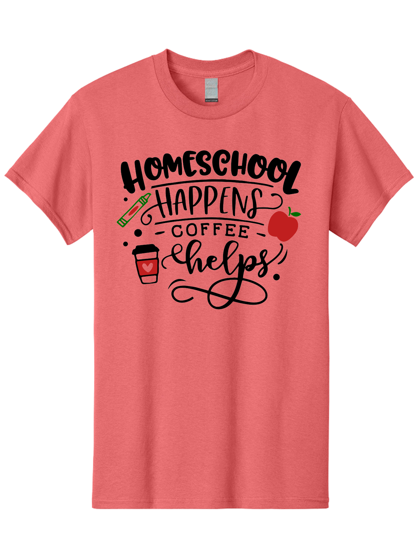 Homeschool-Happens-Coffee-Helps Men'S Graphic Tee, 100% Cotton, Comfortable Casual Summer Wear, Machine Washable, Homeschool, Coffee Lover, Homeschooling, Coffee Fuel, Education, Teaching, Learning, Coffee Break, Homeschool Mom, Funny Quote Aab341