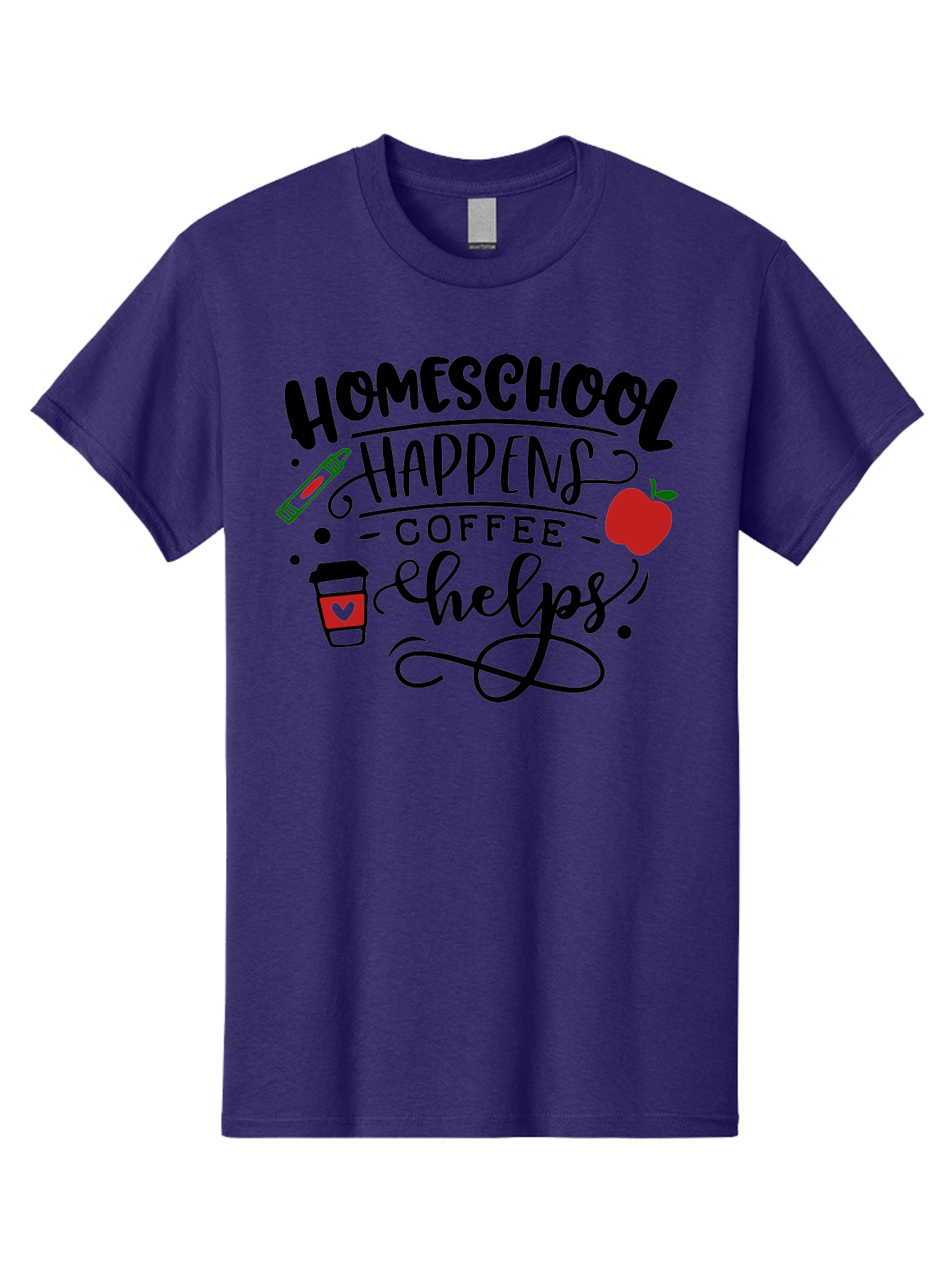 Homeschool-Happens-Coffee-Helps Men'S Graphic Tee, 100% Cotton, Comfortable Casual Summer Wear, Machine Washable, Homeschool, Coffee Lover, Homeschooling, Coffee Fuel, Education, Teaching, Learning, Coffee Break, Homeschool Mom, Funny Quote Aab341