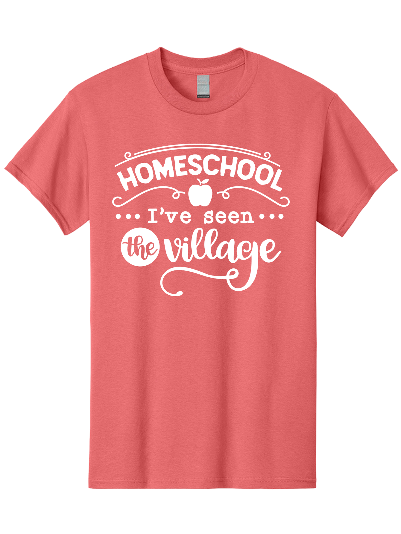 Homeschool-I-Ve-Seen-The-Village-1 Men'S Graphic Tee, 100% Cotton, Comfortable Casual Summer Wear, Machine Washable, Homeschool, Village, Inspirational Quote, Apple Symbol, Education, Learning, Alternative Schooling, Personalized Learning, Aab342