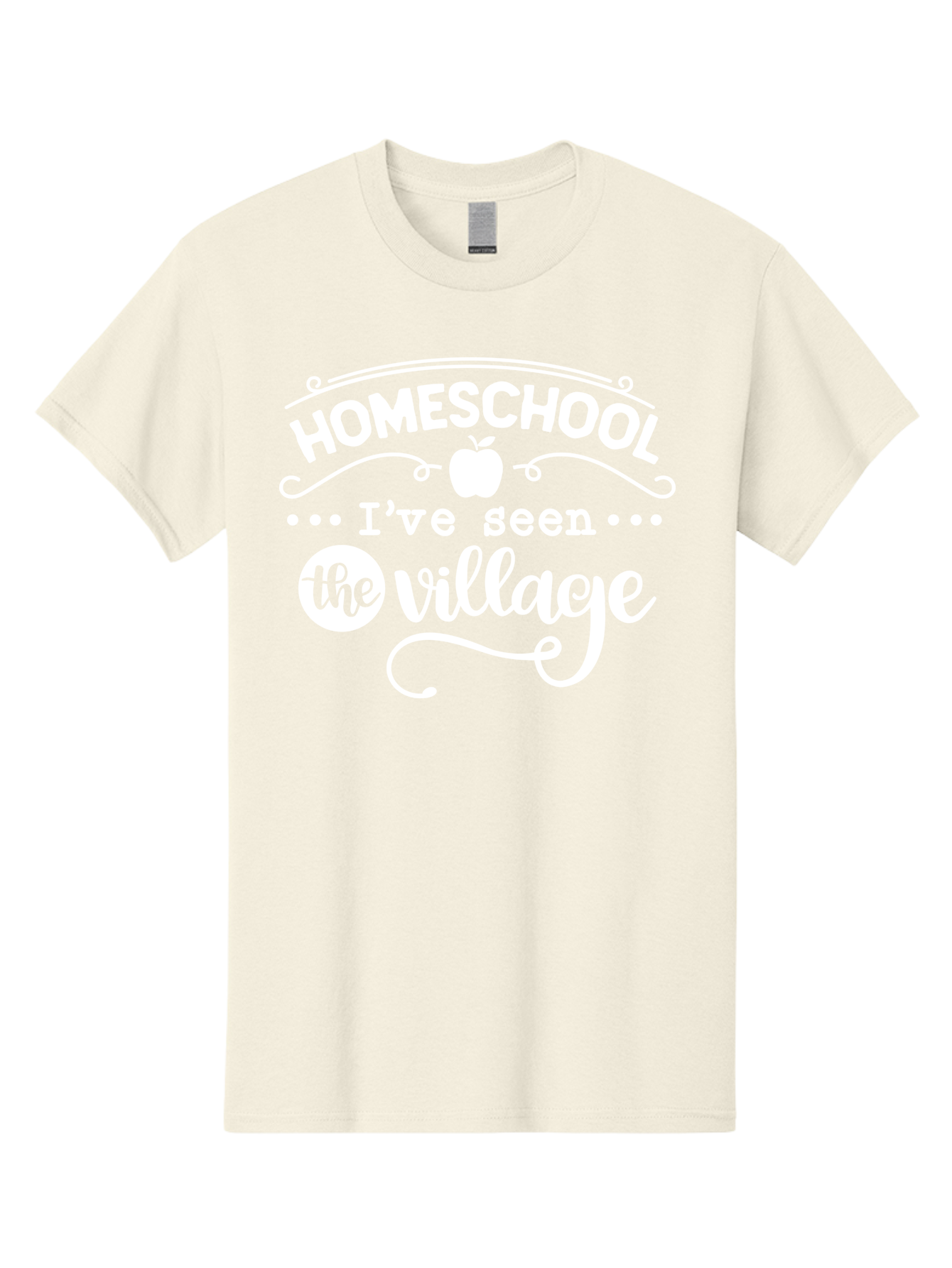 Homeschool-I-Ve-Seen-The-Village-1 Men'S Graphic Tee, 100% Cotton, Comfortable Casual Summer Wear, Machine Washable, Homeschool, Village, Inspirational Quote, Apple Symbol, Education, Learning, Alternative Schooling, Personalized Learning, Aab342
