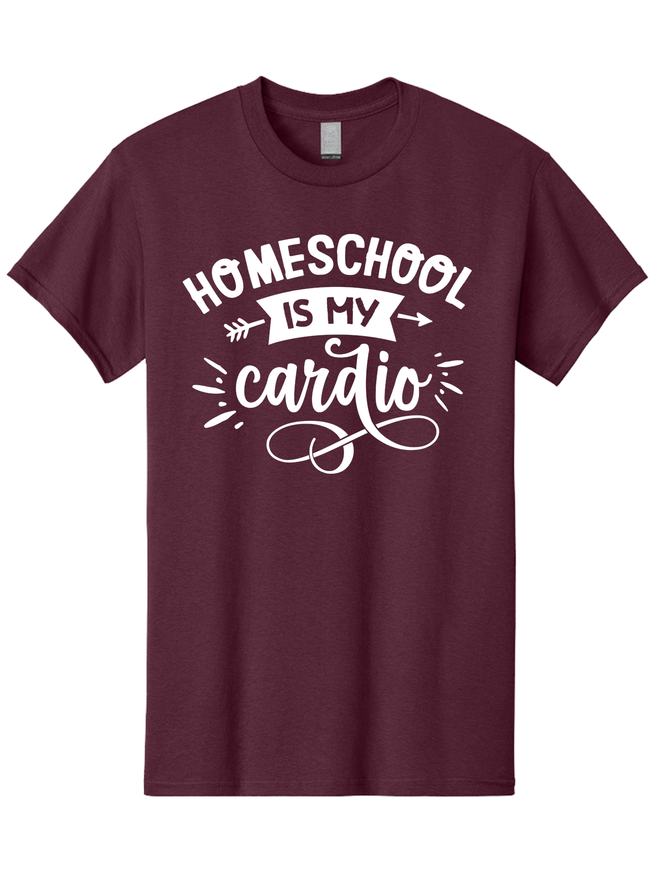 Homeschool-Is-My-Cardio Men'S Graphic Tee, 100% Cotton, Comfortable Casual Summer Wear, Machine Washable, Homeschool Humor, Funny Quotes, Cardio Workout, Homeschooling Parents, Witty Sayings, Inspirational Quotes, Motivational Phrases Aab352
