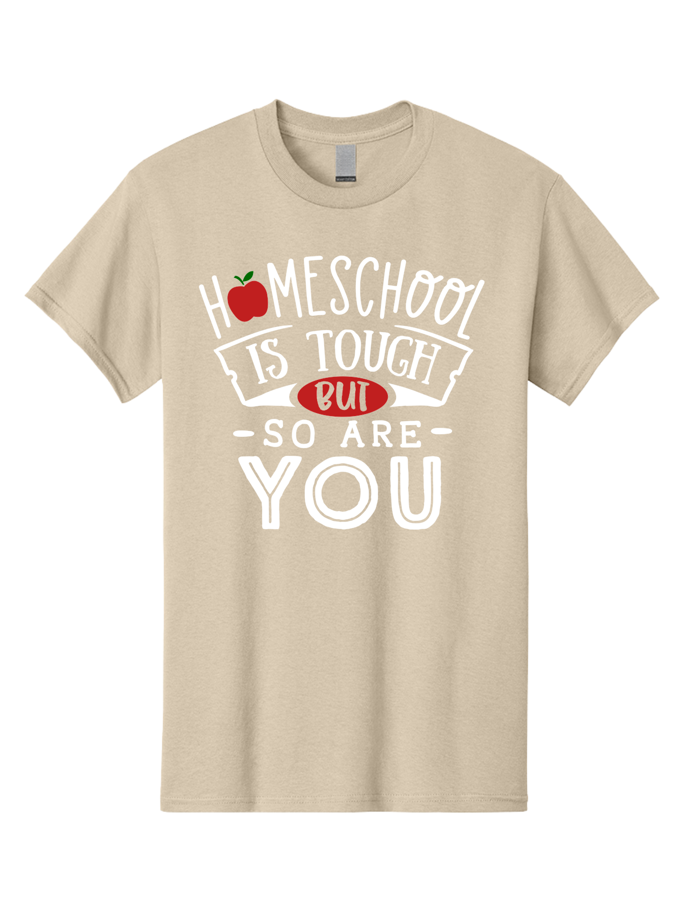 Homeschool-Is-Tough-But-So-Are-You-2 Men'S Graphic Tee, 100% Cotton, Comfortable Casual Summer Wear, Machine Washable, Homeschool, Motivational Quote, Inspirational Message, Apple Symbol, Education, Perseverance, Resilience, Empowerment Aab354