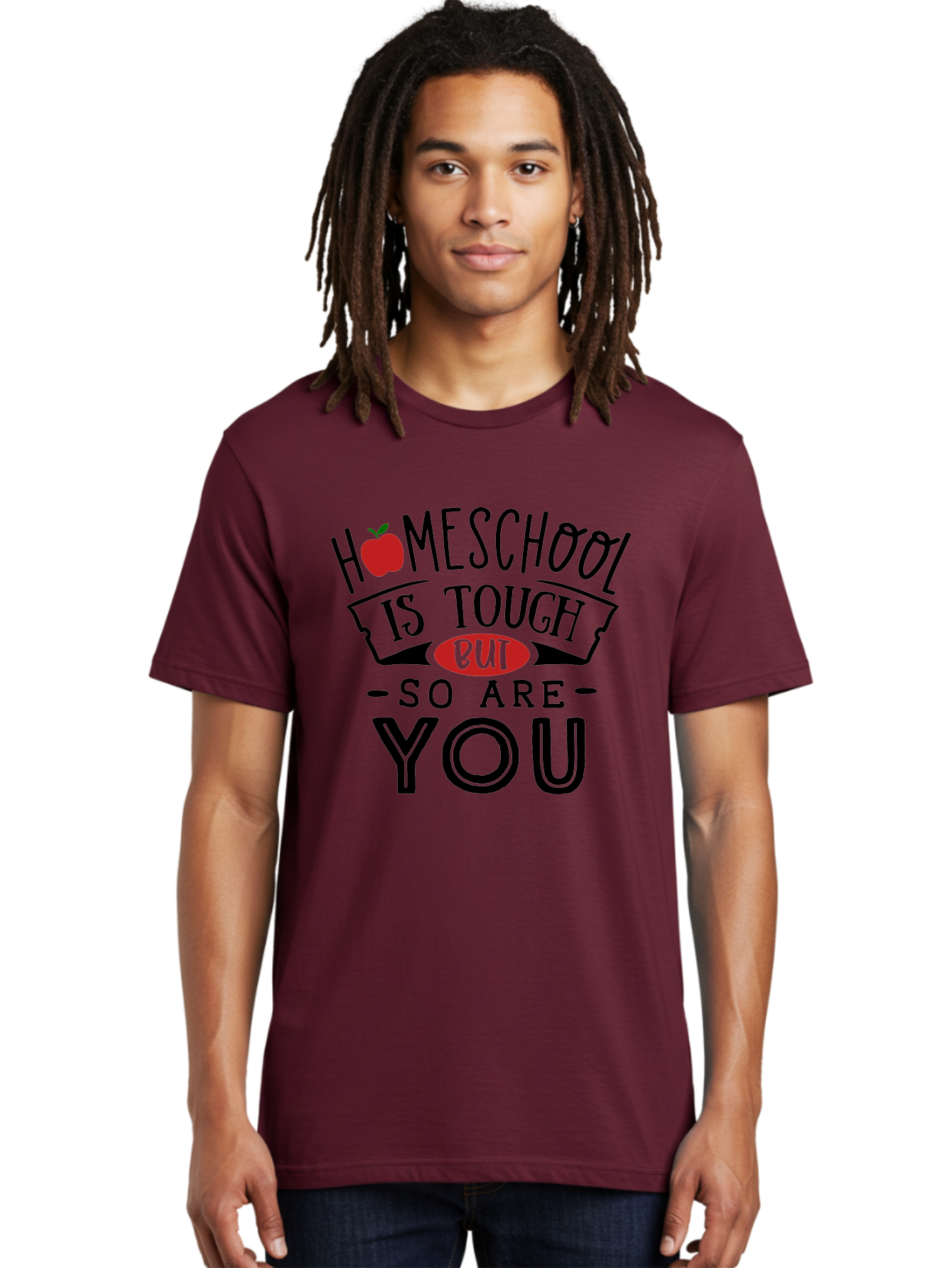 Homeschool-Is-Tough-But-So-Are-You-3 Men'S Graphic Tee, 100% Cotton, Comfortable Casual Summer Wear, Machine Washable, Homeschool, Motivational Quote, Inspirational Saying, Education, Learning, Teaching, Encouragement, Positivity, Apple Symbol Aab355