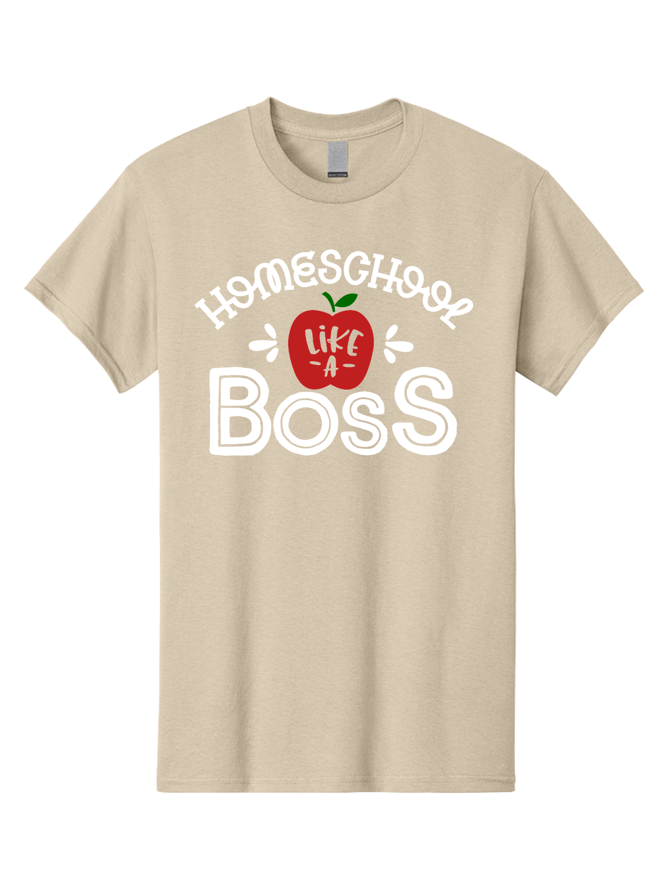 Homeschool-Like-A-Boss-1 Men'S Graphic Tee, 100% Cotton, Comfortable Casual Summer Wear, Machine Washable, Homeschool, Boss, Like A Boss, Apple, Teaching, Education, Homeschooling, Learning, Leadership, Empowerment, Motivational Quote, Aab358