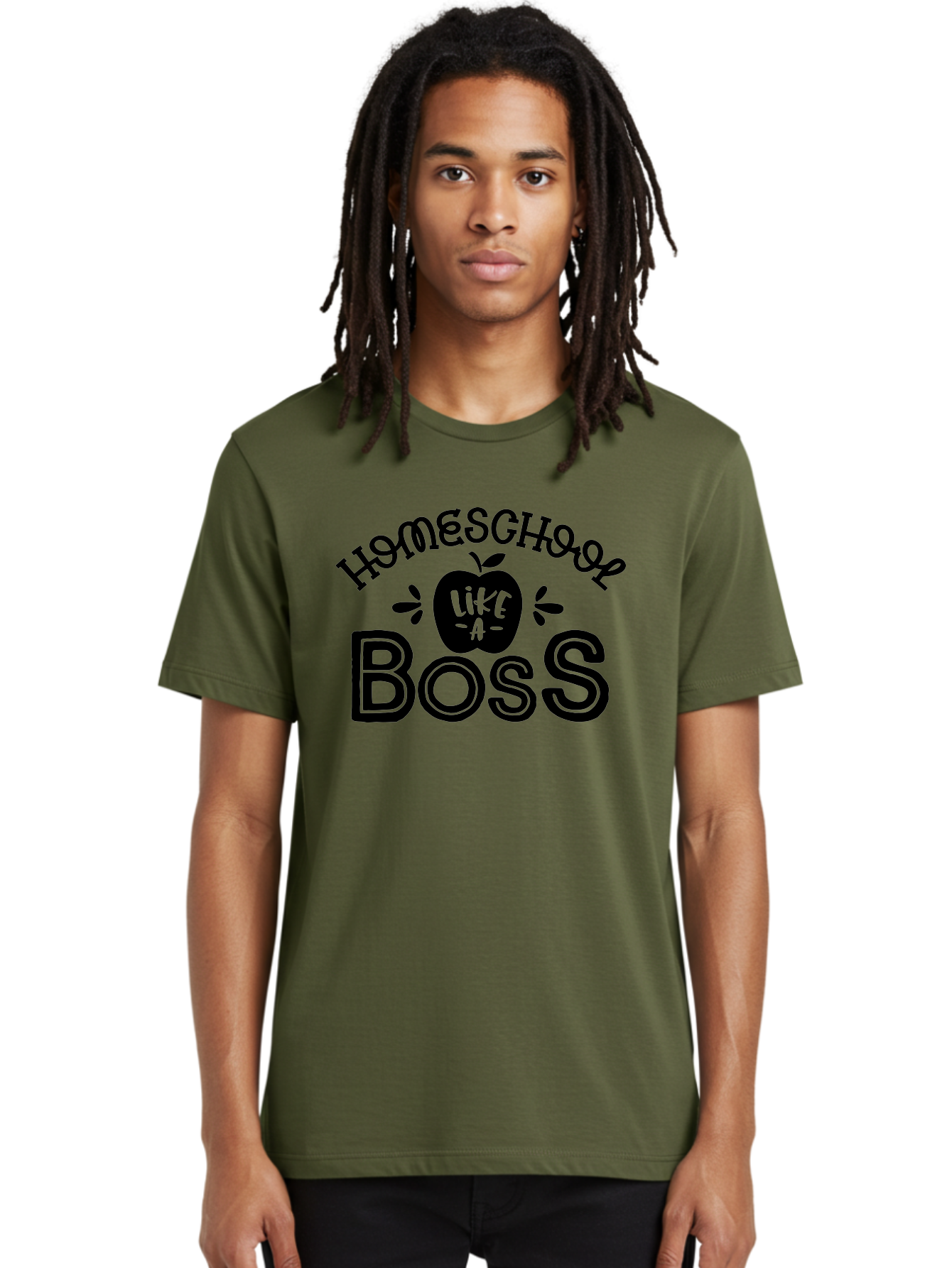 Homeschool-Like-A-Boss Men'S Graphic Tee, 100% Cotton, Comfortable Casual Summer Wear, Machine Washable, Homeschool Like A Boss, Homeschooling, Education, Learning, Teaching, Boss, Apple, Motivational Quote, Inspirational Saying Aab359