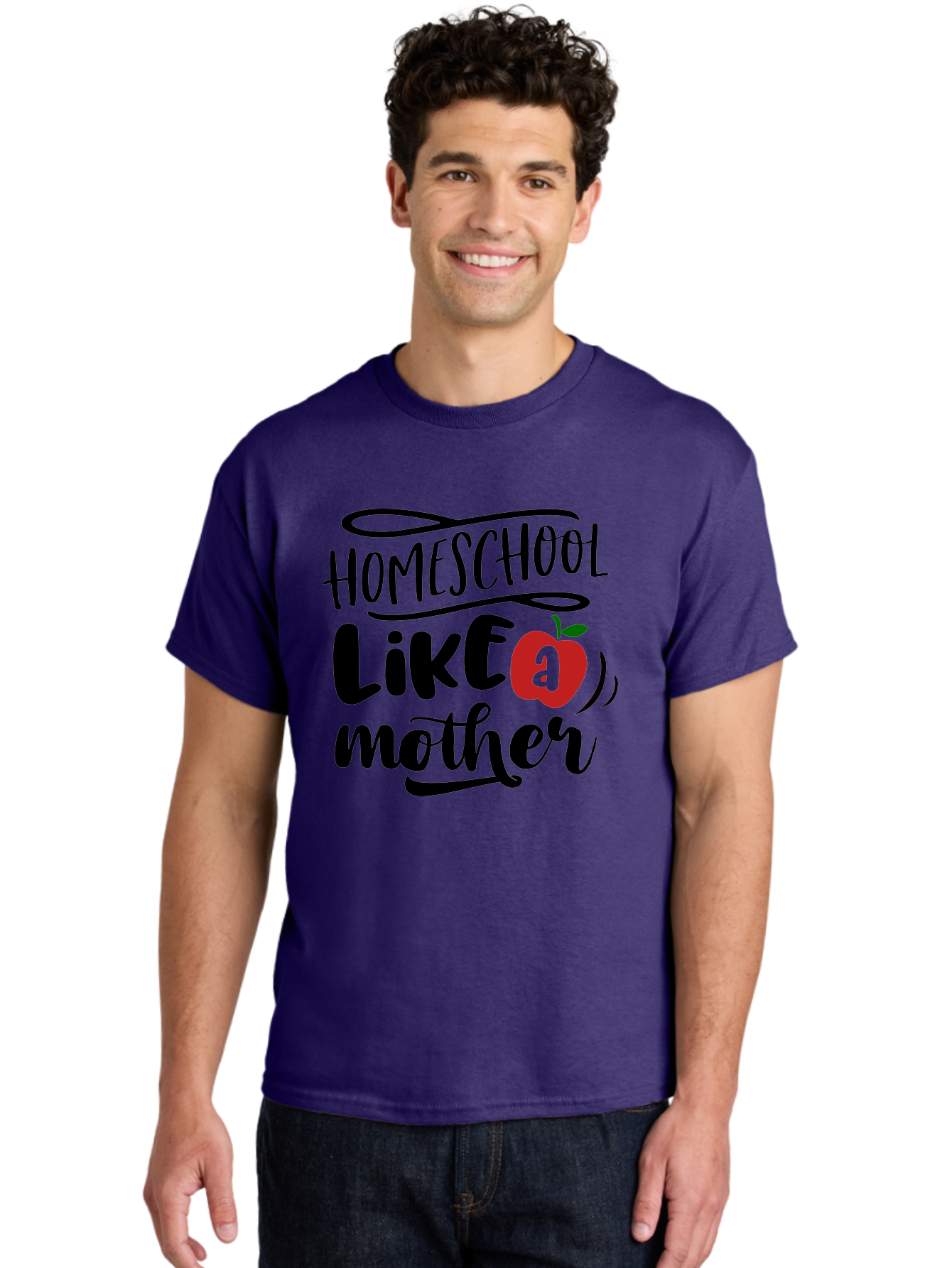 Homeschool-Like-A-Mother-2 Men'S Graphic Tee, 100% Cotton, Comfortable Casual Summer Wear, Machine Washable, Homeschooling, Homeschool Mom, Motherhood, Apple, Education, Learning, Parenting, Funny Quote, Homeschool Quote Aab361