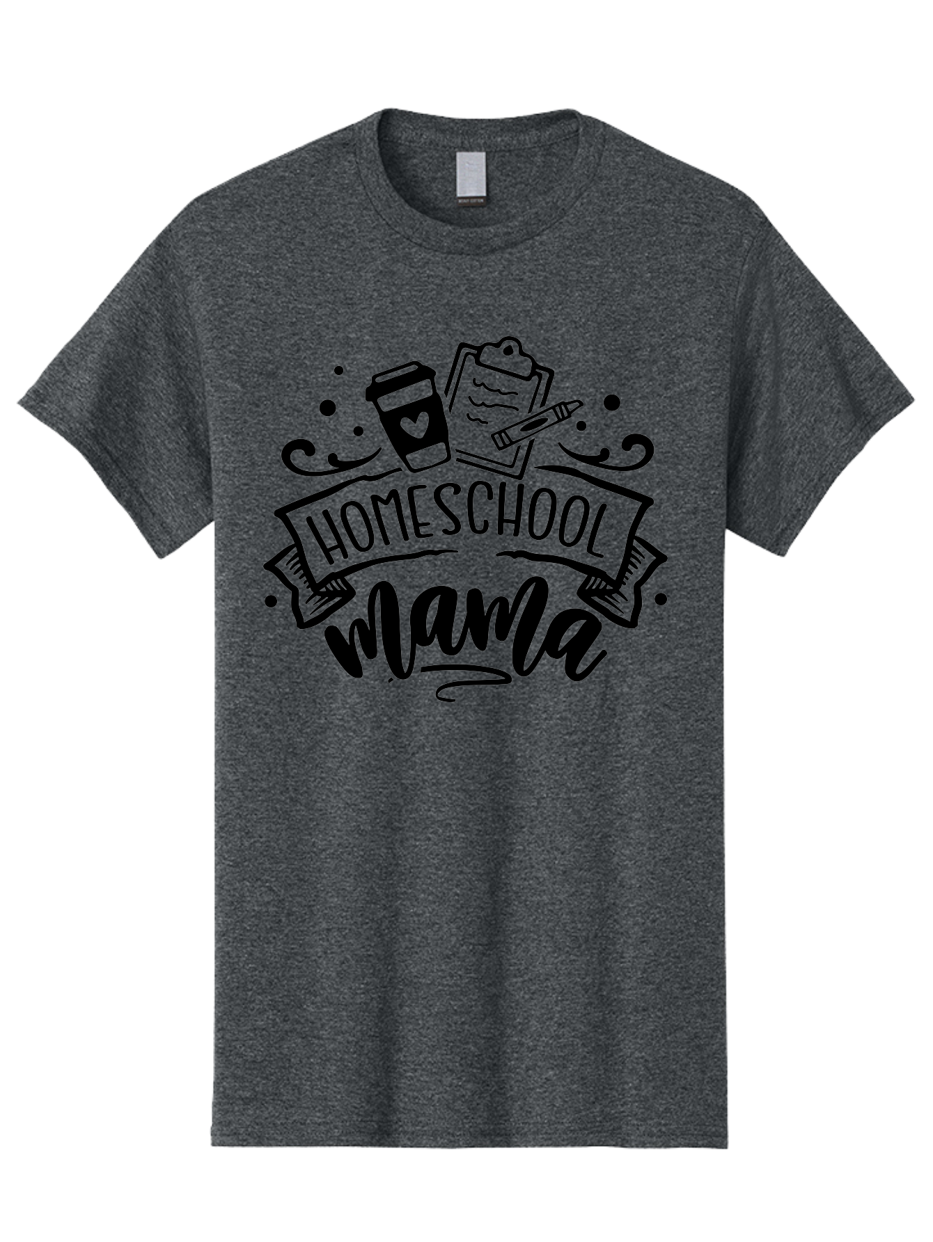 Homeschool-Mama Men'S Graphic Tee, 100% Cotton, Comfortable Casual Summer Wear, Machine Washable, Homeschool Mama, Coffee Cup, Clipboard, Pencil, Educational Tools, Home Education, Mom Life, Parenting, Learning, Teaching Aab367