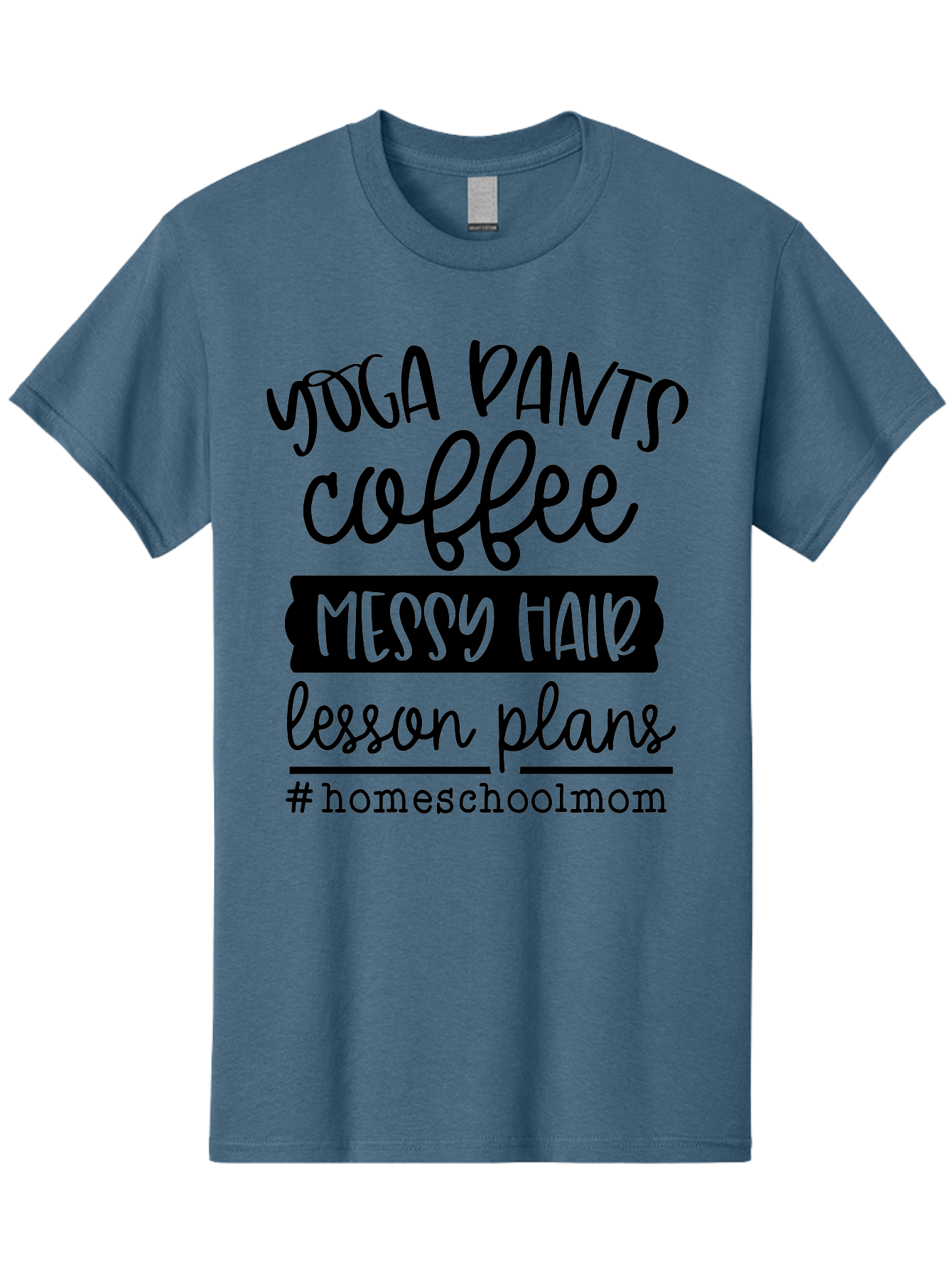 Homeschool-Mom-1 Men'S Graphic Tee, 100% Cotton, Comfortable Casual Summer Wear, Machine Washable, Homeschool Mom, Yoga Pants, Coffee, Messy Hair, Lesson Plans, Homeschooling, Parenting, Mom Life, Everyday Struggles, Relaxed Mom, Casual Style Aab368