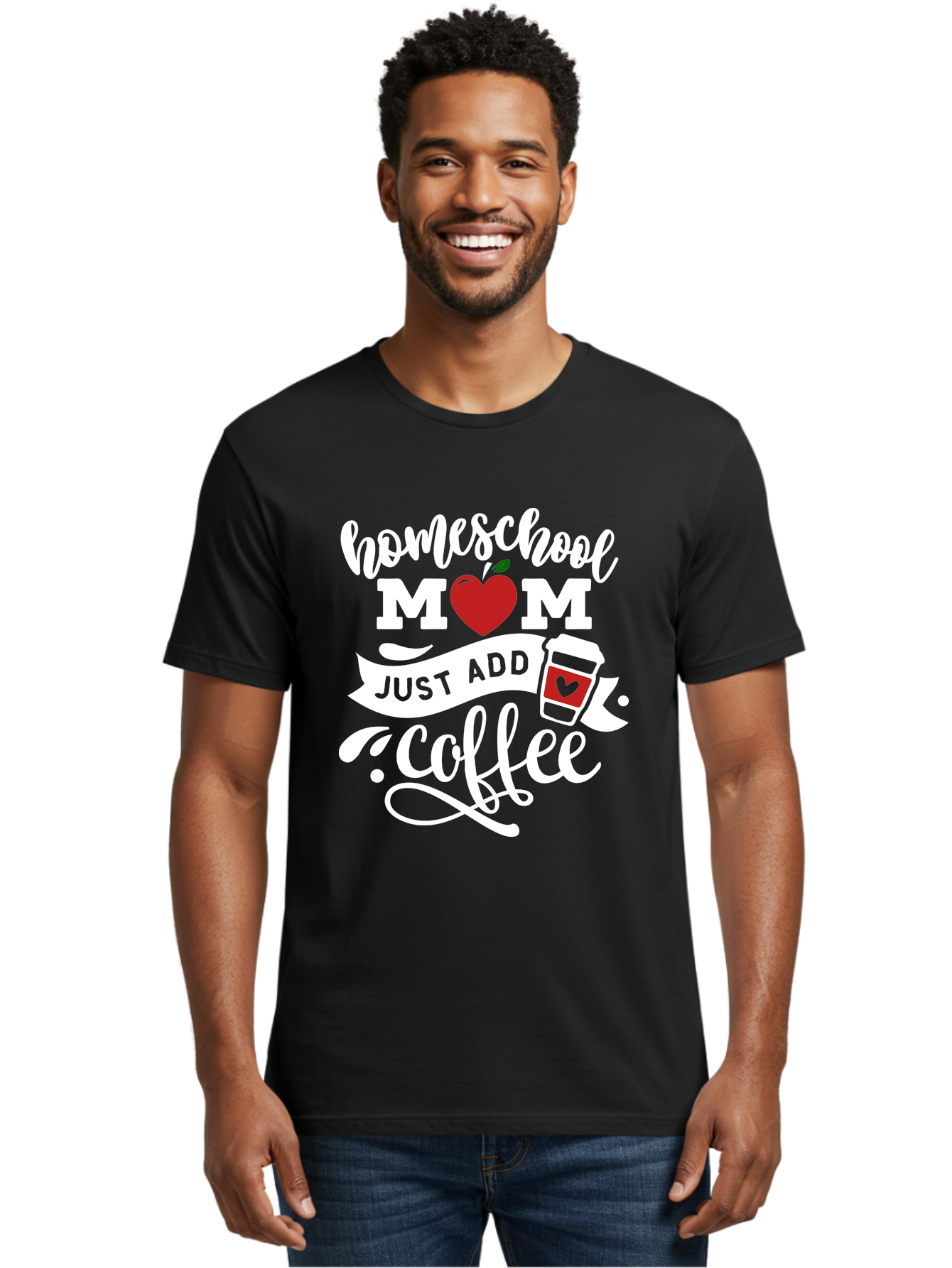 Homeschool-Mom-2 Men'S Graphic Tee, 100% Cotton, Comfortable Casual Summer Wear, Machine Washable, Homeschool Mom Quote, Funny Mom Quote, Coffee Cup Design, Mom Life, Homeschooling, Mom Humor, Parent Teacher, Coffee Lover Aab369