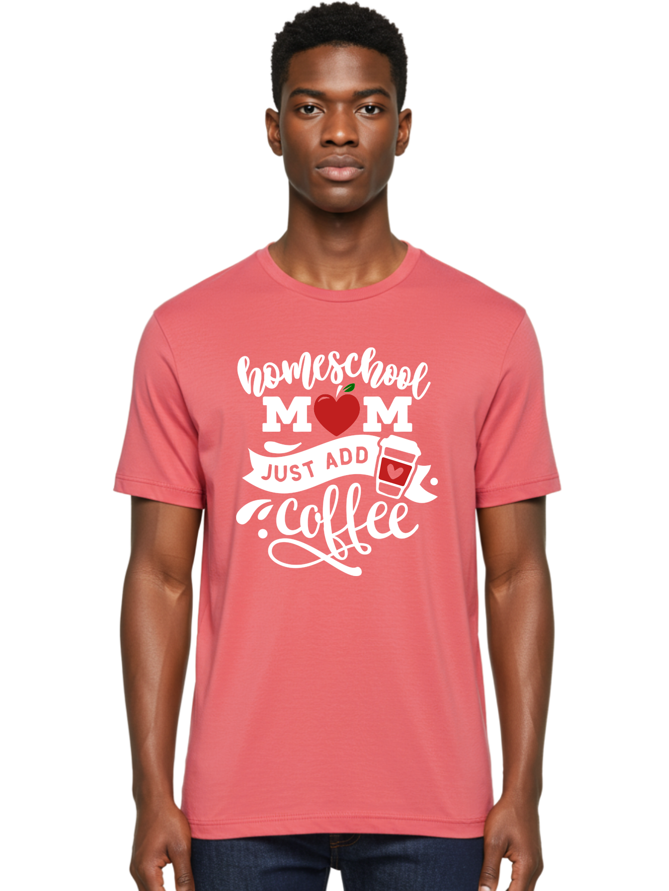 Homeschool-Mom-2 Men'S Graphic Tee, 100% Cotton, Comfortable Casual Summer Wear, Machine Washable, Homeschool Mom Quote, Funny Mom Quote, Coffee Cup Design, Mom Life, Homeschooling, Mom Humor, Parent Teacher, Coffee Lover Aab369