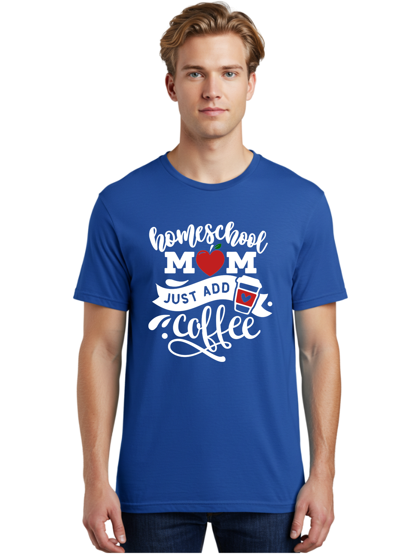 Homeschool-Mom-2 Men'S Graphic Tee, 100% Cotton, Comfortable Casual Summer Wear, Machine Washable, Homeschool Mom Quote, Funny Mom Quote, Coffee Cup Design, Mom Life, Homeschooling, Mom Humor, Parent Teacher, Coffee Lover Aab369