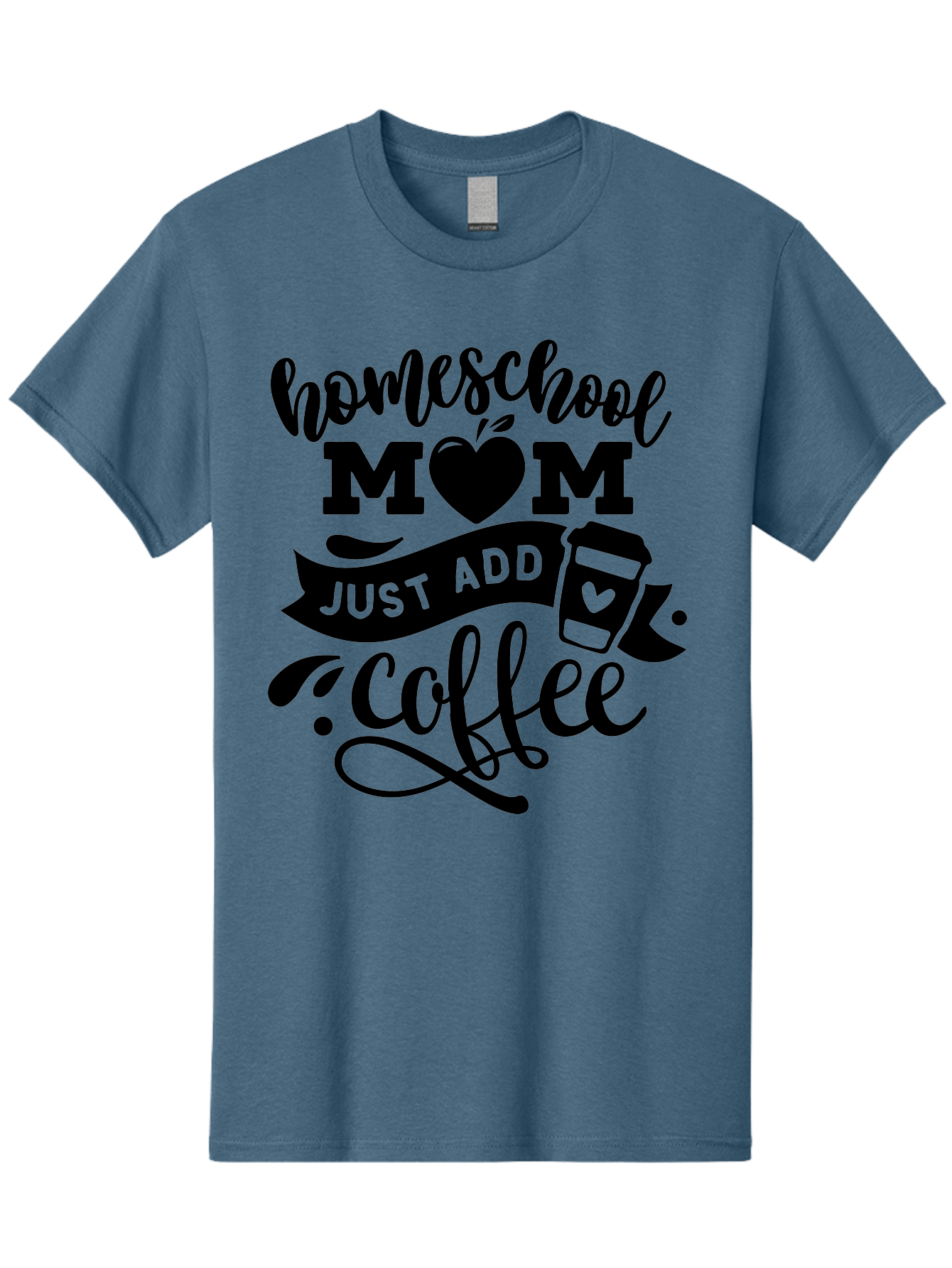 Homeschool-Mom-Just-Add-Coffee Men'S Graphic Tee, 100% Cotton, Comfortable Casual Summer Wear, Machine Washable, Homeschool Mom, Coffee Lover, Mom Life, Homeschooling, Parenting, Mom Humor, Coffee Addict, Motherhood Aab372