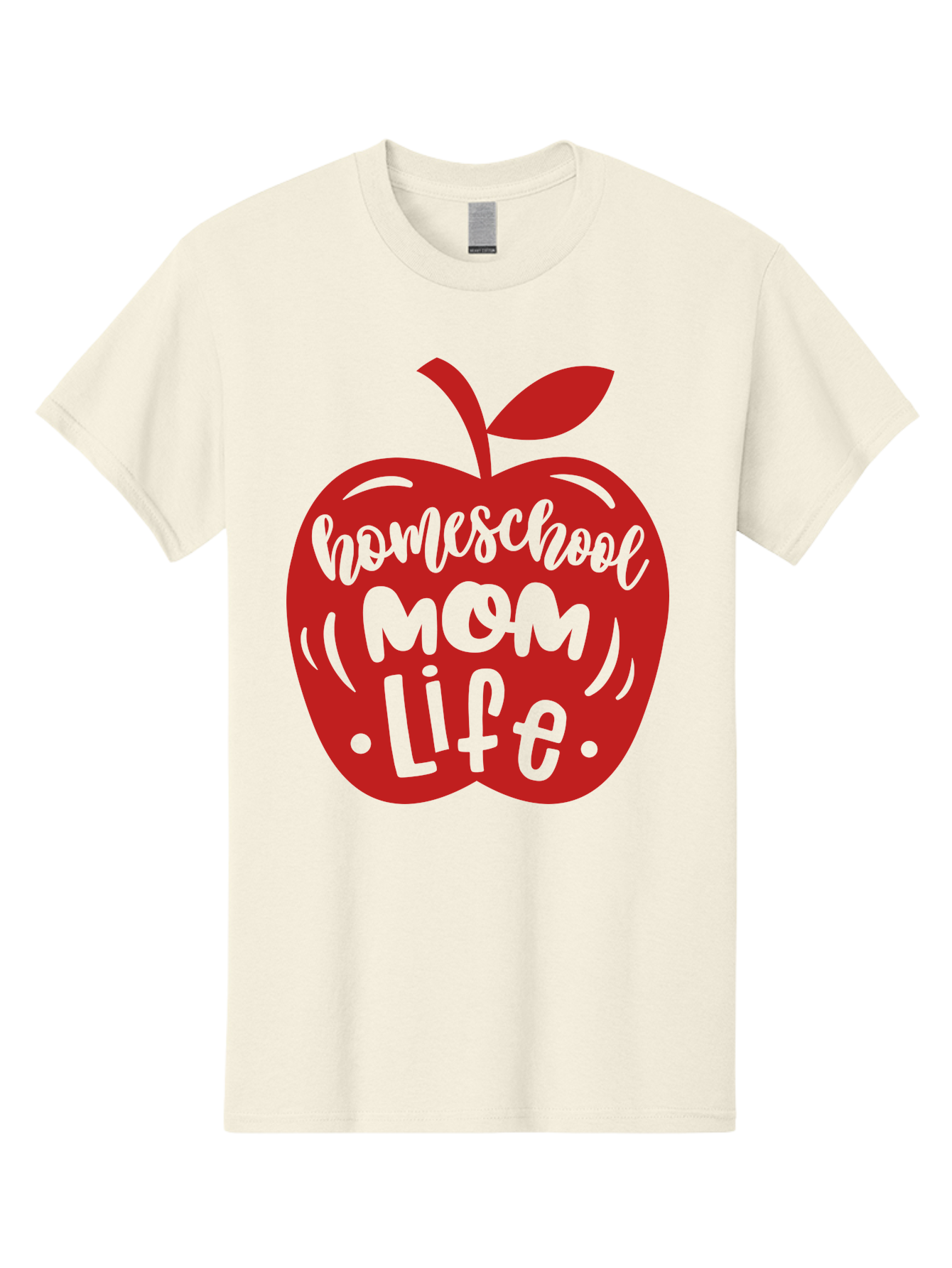 Homeschool-Mom-Life-2 Men'S Graphic Tee, 100% Cotton, Comfortable Casual Summer Wear, Machine Washable, Homeschool Mom Life, Apple Graphic, Red Apple, Green Text, Mom Life, Homeschooling, Parenting, Education, Learning At Home Aab374