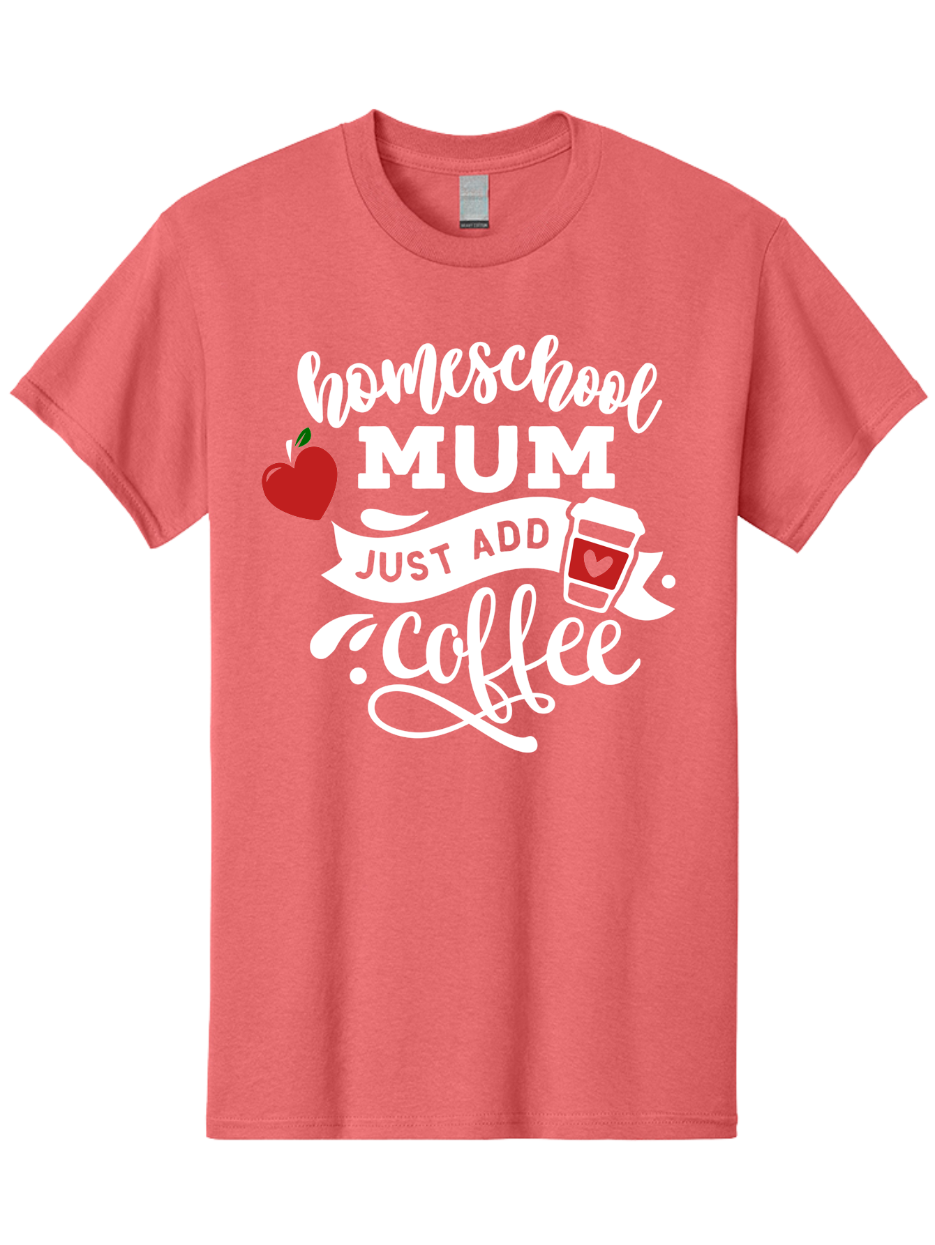 Homeschool-Mum-2 Men'S Graphic Tee, 100% Cotton, Comfortable Casual Summer Wear, Machine Washable, Homeschooling, Motherhood, Coffee Lover, Funny Quote, Homeschool Mum, Education, Parenting Humor, Coffee Cup, Apple Symbol, Inspirational Quote Aab386