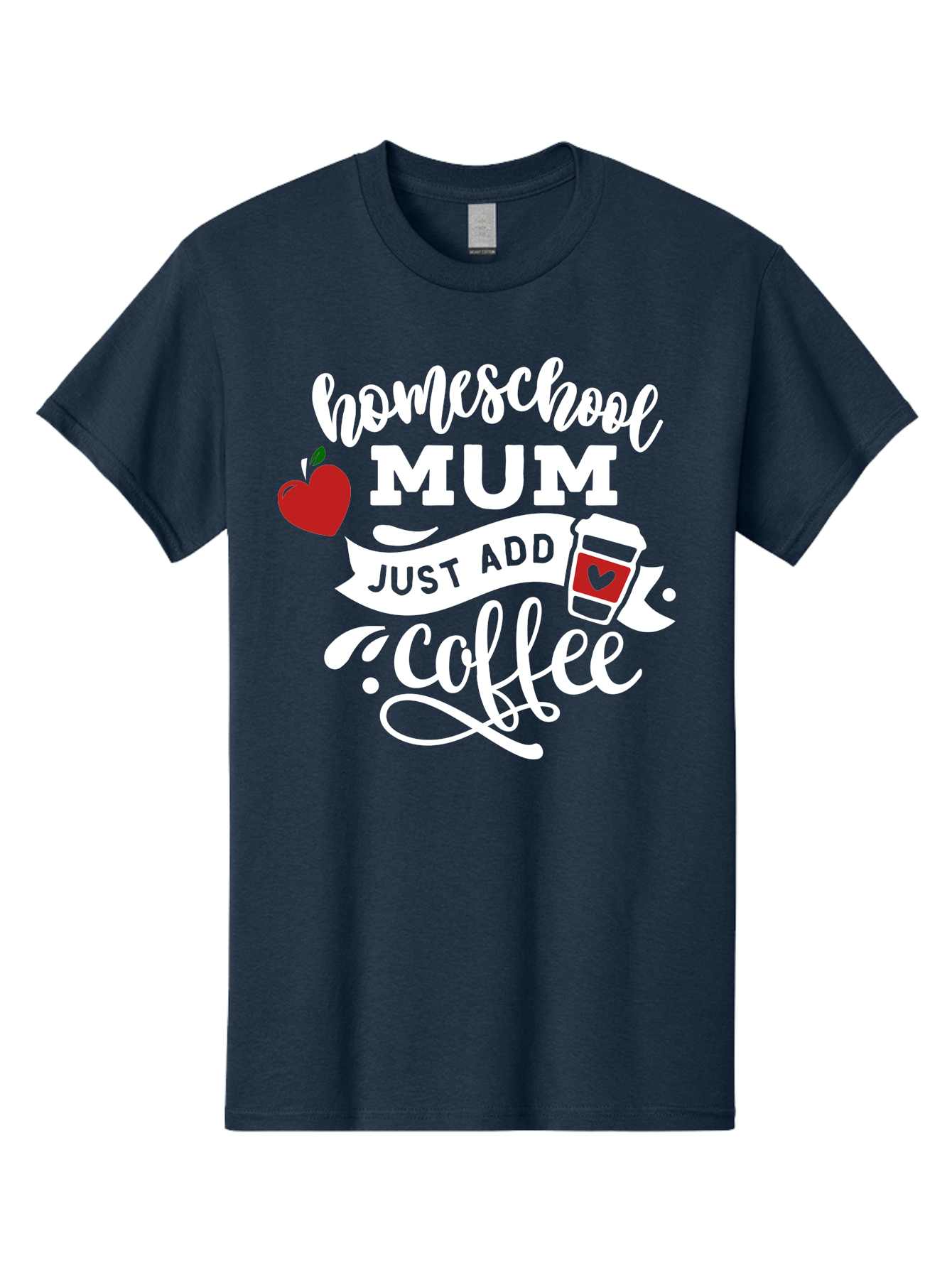 Homeschool-Mum-2 Men'S Graphic Tee, 100% Cotton, Comfortable Casual Summer Wear, Machine Washable, Homeschooling, Motherhood, Coffee Lover, Funny Quote, Homeschool Mum, Education, Parenting Humor, Coffee Cup, Apple Symbol, Inspirational Quote Aab386