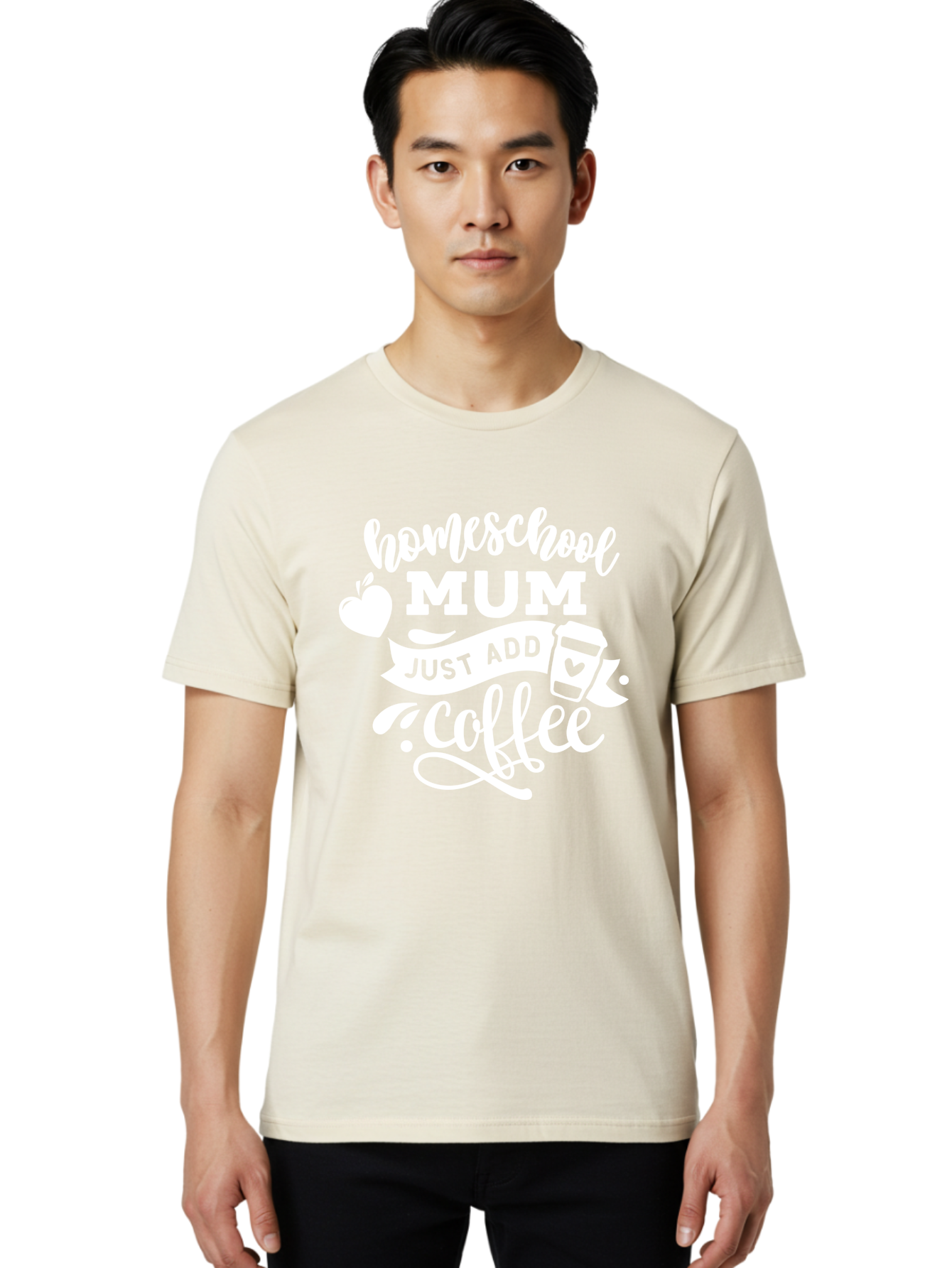 Homeschool-Mum-3 Men'S Graphic Tee, 100% Cotton, Comfortable Casual Summer Wear, Machine Washable, Homeschool Mom, Coffee Lover, Mom Life, Homeschooling, Coffee Addict, Mom Humor, Funny Quote, Inspirational Quote, Motherhood, Parenting Aab387