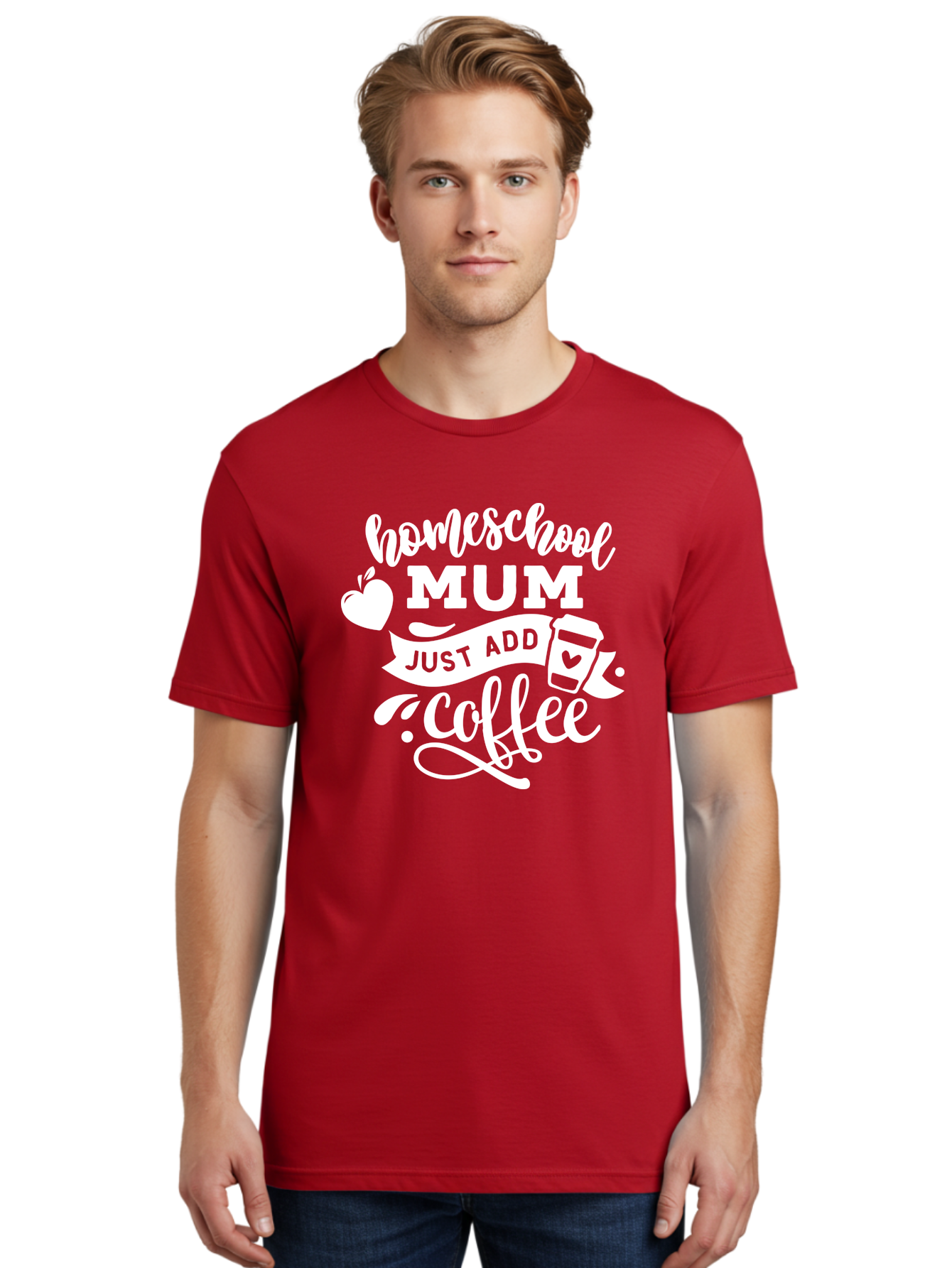 Homeschool-Mum-3 Men'S Graphic Tee, 100% Cotton, Comfortable Casual Summer Wear, Machine Washable, Homeschool Mom, Coffee Lover, Mom Life, Homeschooling, Coffee Addict, Mom Humor, Funny Quote, Inspirational Quote, Motherhood, Parenting Aab387
