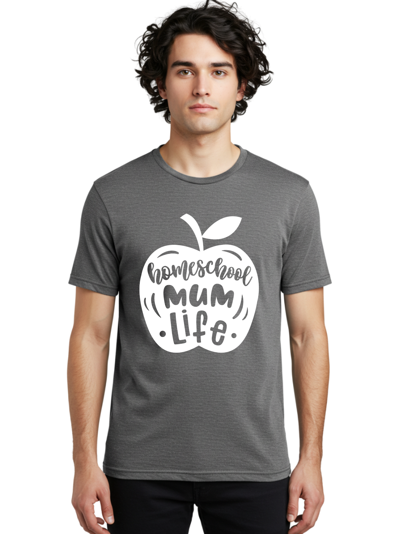 Homeschool-Mum-Life Men'S Graphic Tee, 100% Cotton, Comfortable Casual Summer Wear, Machine Washable, Homeschool Mum Life, Apple Graphic, Homeschooling Mother, Education, Parenting, Personalized Learning Aab392