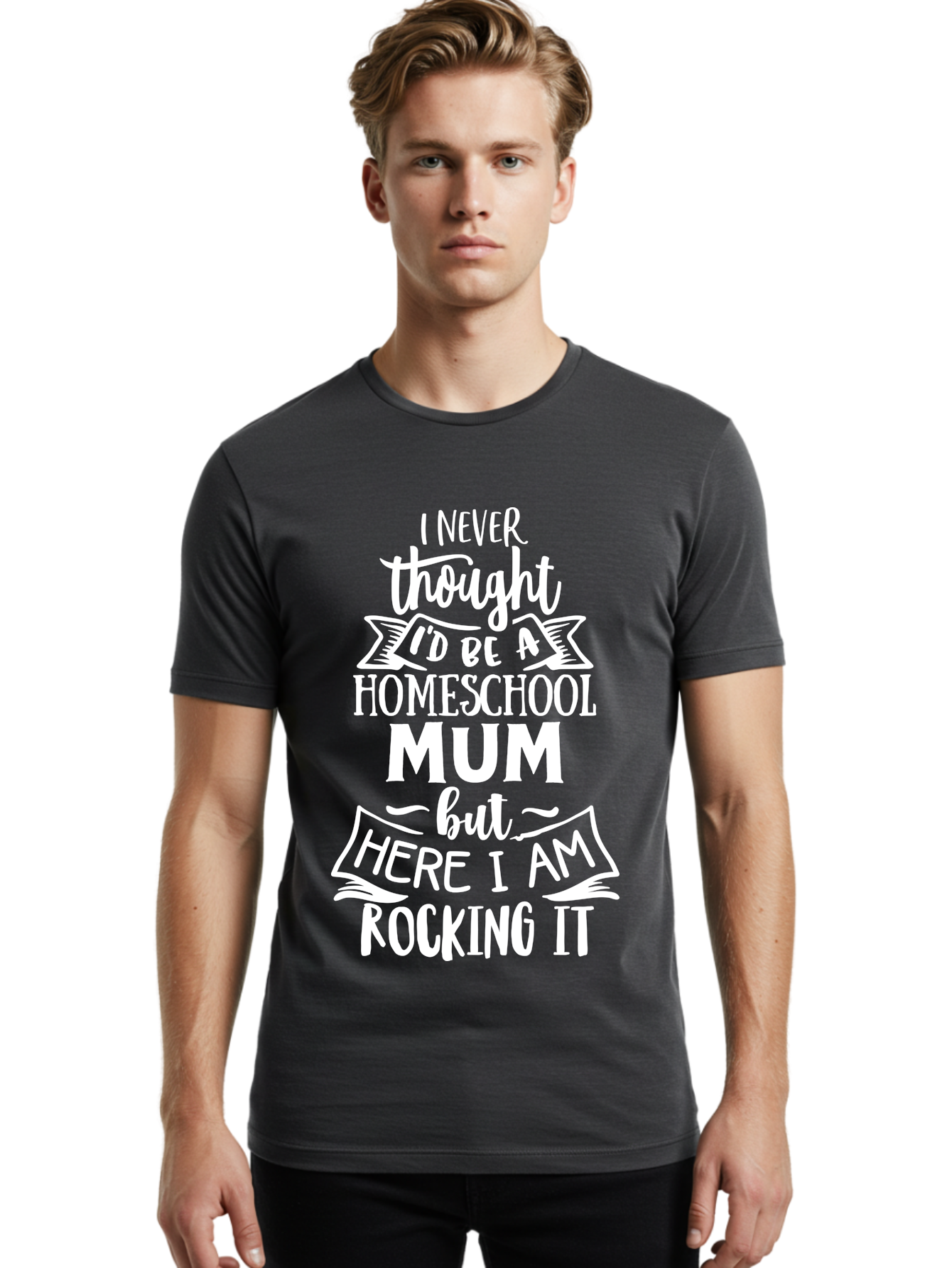 Homeschool-Mum Men'S Graphic Tee, 100% Cotton, Comfortable Casual Summer Wear, Machine Washable, Homeschool Mom, Parenting Quote, Homeschooling Inspiration, Mom Life, Funny Parenting, Inspirational Quote, Mom Quotes, Homeschooling Journey Aab399
