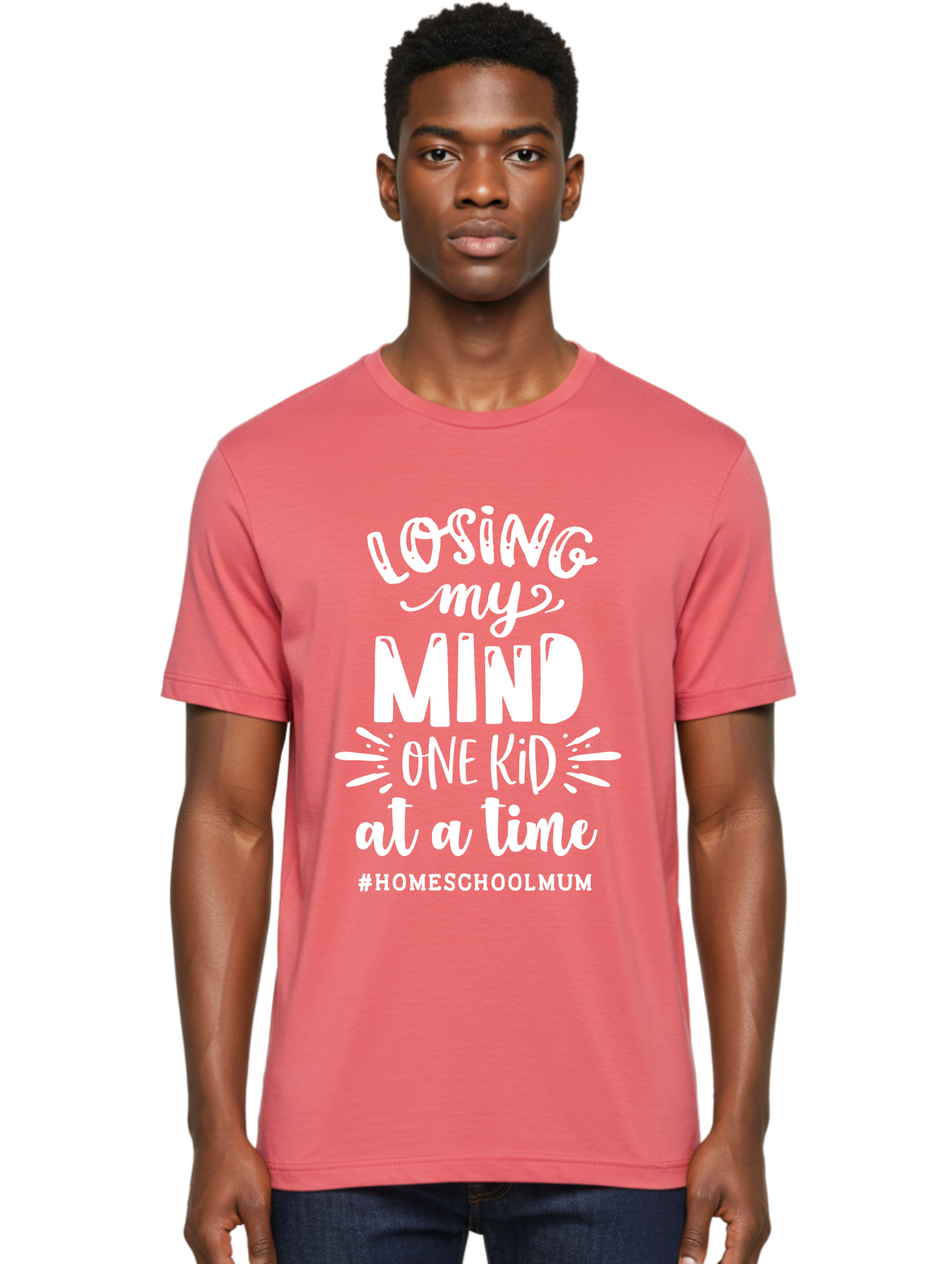 Losing-My-Mind-One-Kid-At-A-Time Men'S Graphic Tee, 100% Cotton, Comfortable Casual Summer Wear, Machine Washable, Homeschool Mom, Parenting Struggles, Humorous Quote, Motherhood Challenges, Parenting Life Aab411