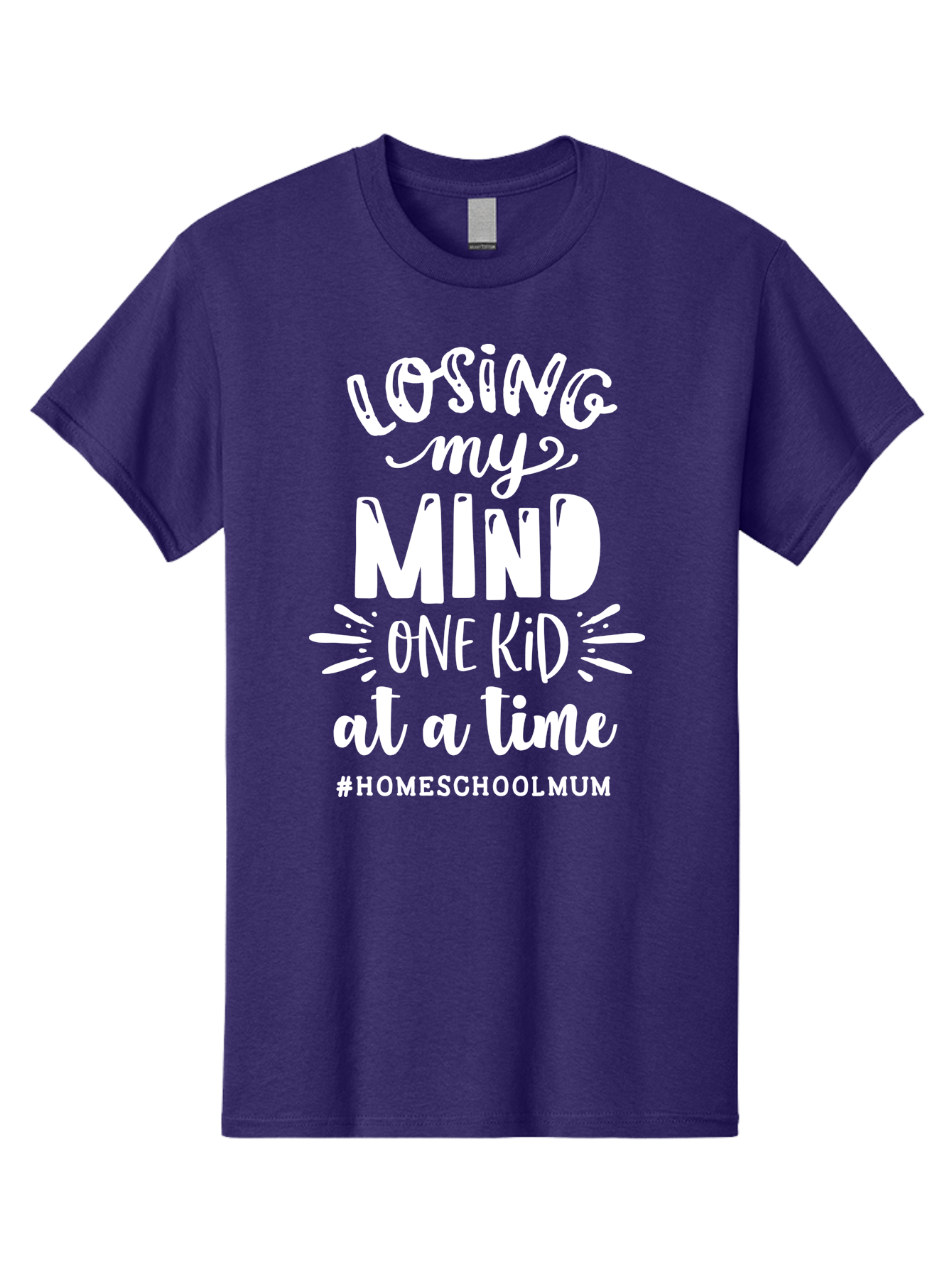 Losing-My-Mind-One-Kid-At-A-Time Men'S Graphic Tee, 100% Cotton, Comfortable Casual Summer Wear, Machine Washable, Homeschool Mom, Parenting Struggles, Humorous Quote, Motherhood Challenges, Parenting Life Aab411