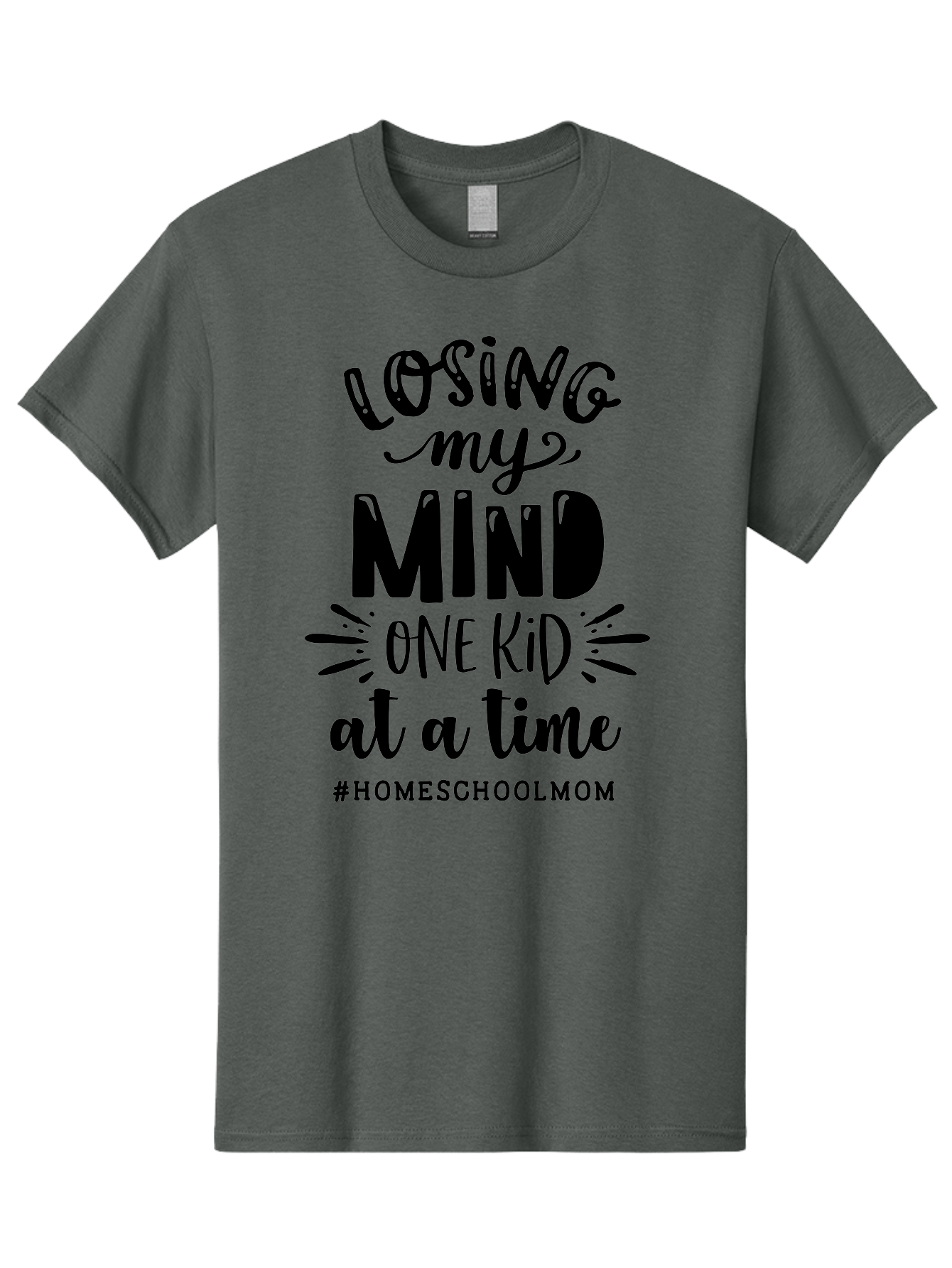 Losing-My-Mind Men'S Graphic Tee, 100% Cotton, Comfortable Casual Summer Wear, Machine Washable, Homeschool Mom Quotes, Parenting Humor, Funny Sayings, Mom Life, Homeschooling Challenges, Parenting Stress, Humor For Moms Aab412