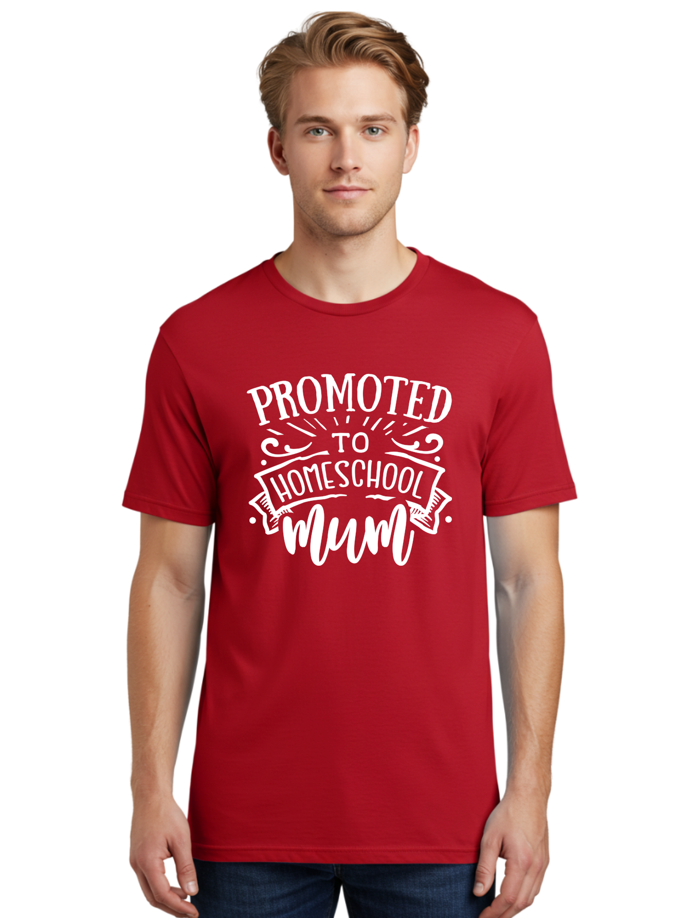Promoted-To-Homeschool-Mum Men'S Graphic Tee, 100% Cotton, Comfortable Casual Summer Wear, Machine Washable, Homeschool Mom, Promoted To Homeschool Mum, Homeschooling, Mom Life, Parenting, Education, Funny Quote, Humorous Saying Aab420