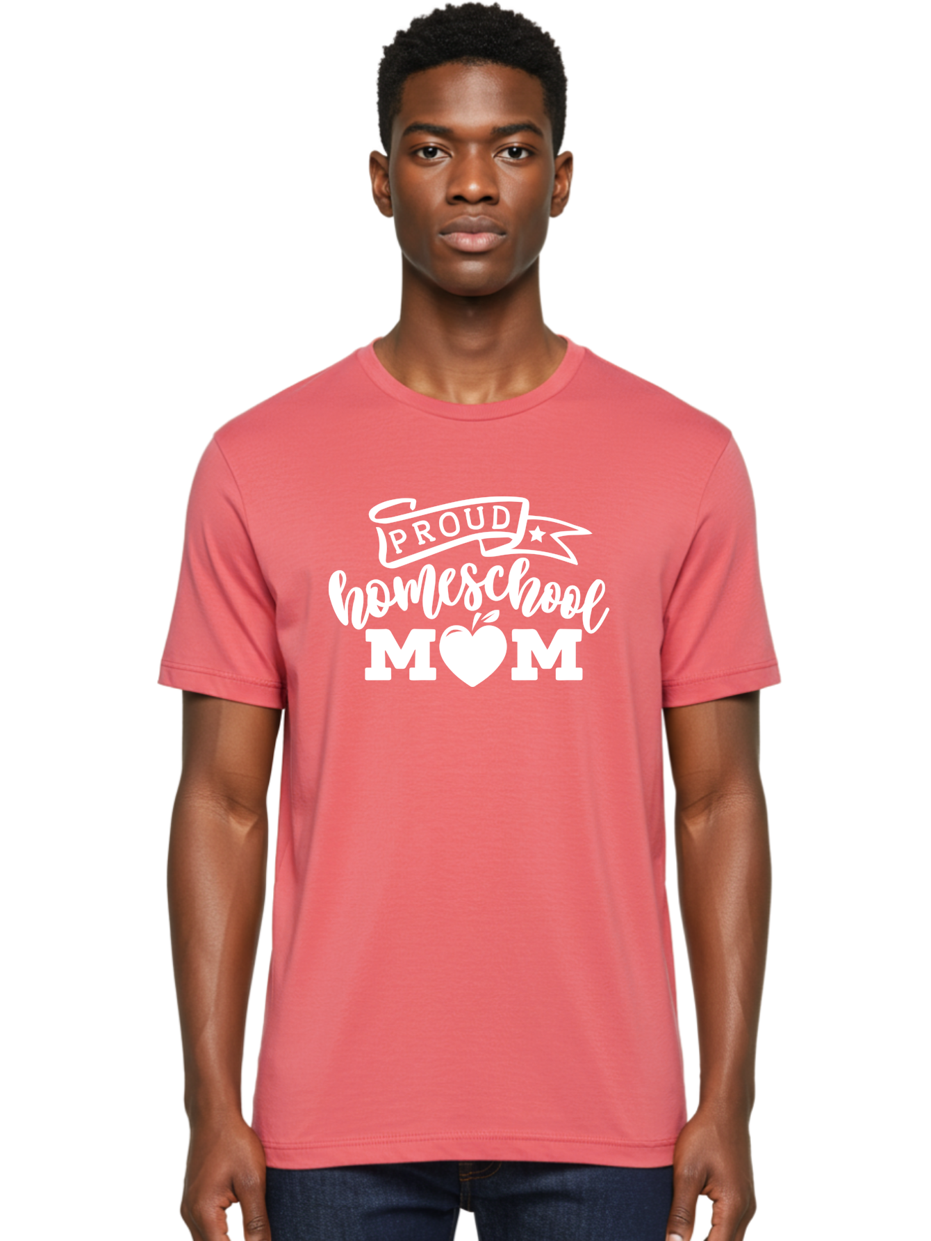 Proud-Homeschool-Mom-1 Men'S Graphic Tee, 100% Cotton, Comfortable Casual Summer Wear, Machine Washable, Homeschool Mom Graphic, Proud Parent, Apple Heart Symbol, Education, Parenting, Inspirational Quote, Homeschooling, Motherhood, Aab421