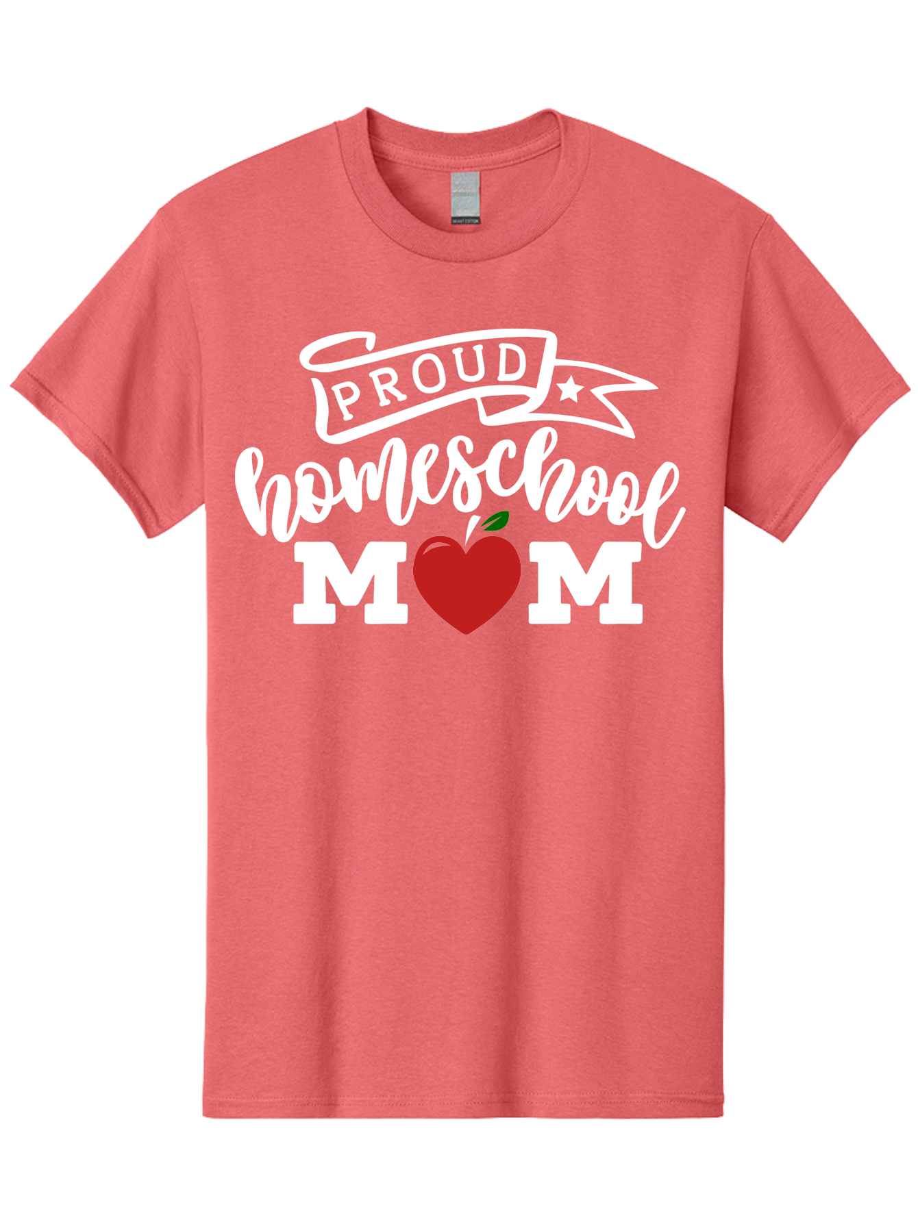 Proud-Homeschool-Mom-2 Men'S Graphic Tee, 100% Cotton, Comfortable Casual Summer Wear, Machine Washable, Homeschool Mom, Proud Parent, Apple Symbol, Homeschooling, Parenting, Education, Love For Learning, Red Apple Aab422