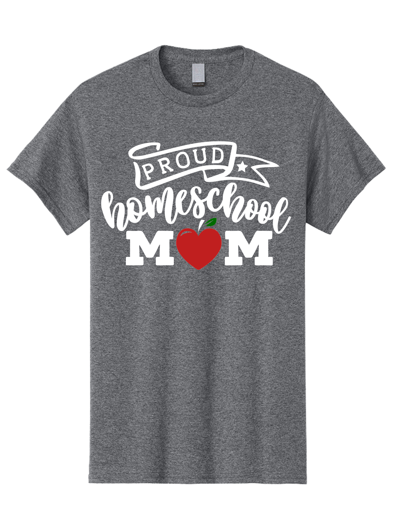 Proud-Homeschool-Mom-2 Men'S Graphic Tee, 100% Cotton, Comfortable Casual Summer Wear, Machine Washable, Homeschool Mom, Proud Parent, Apple Symbol, Homeschooling, Parenting, Education, Love For Learning, Red Apple Aab422